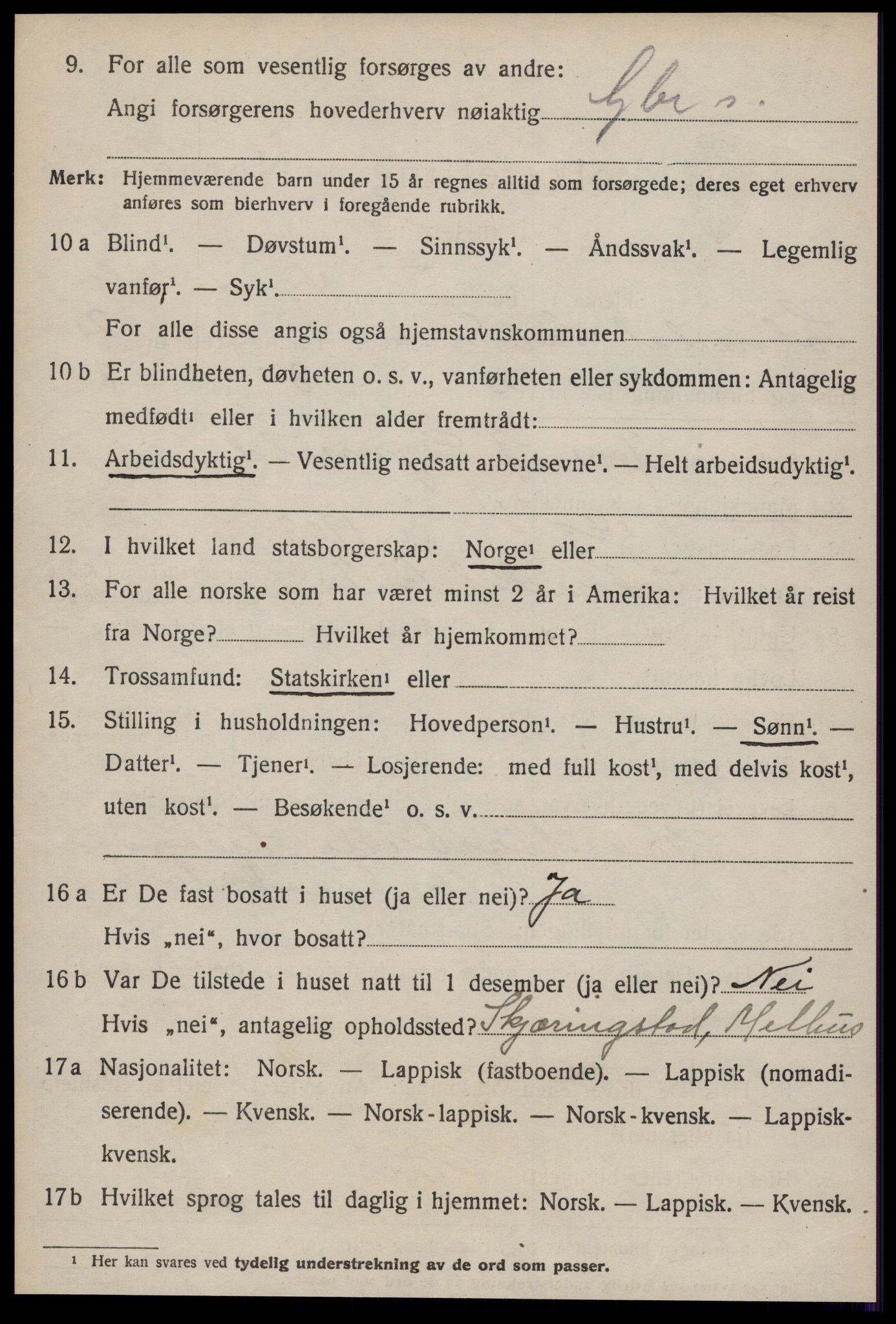 SAT, 1920 census for Soknedal, 1920, p. 1237