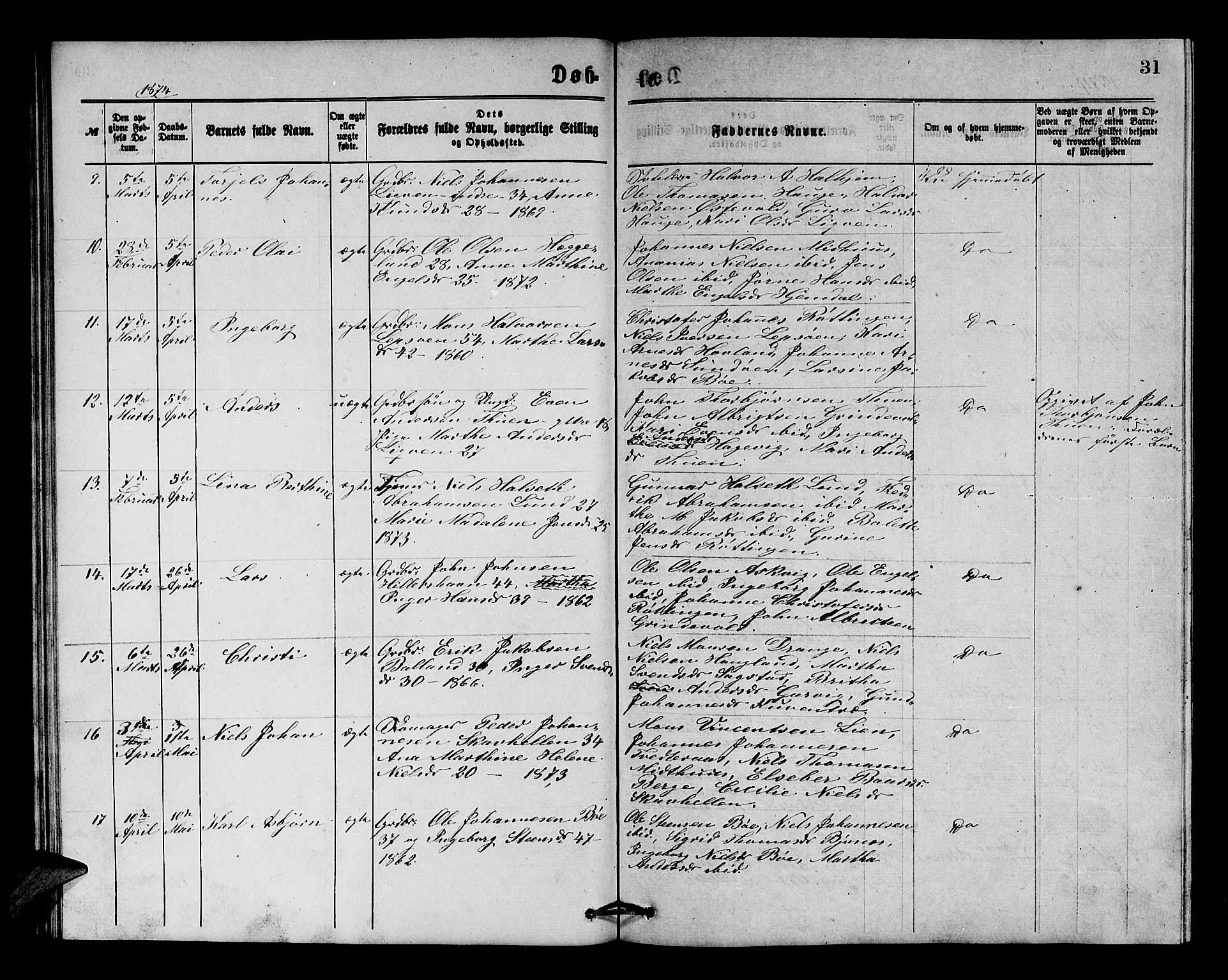 Os sokneprestembete, SAB/A-99929: Parish register (copy) no. A 1, 1869-1879, p. 31
