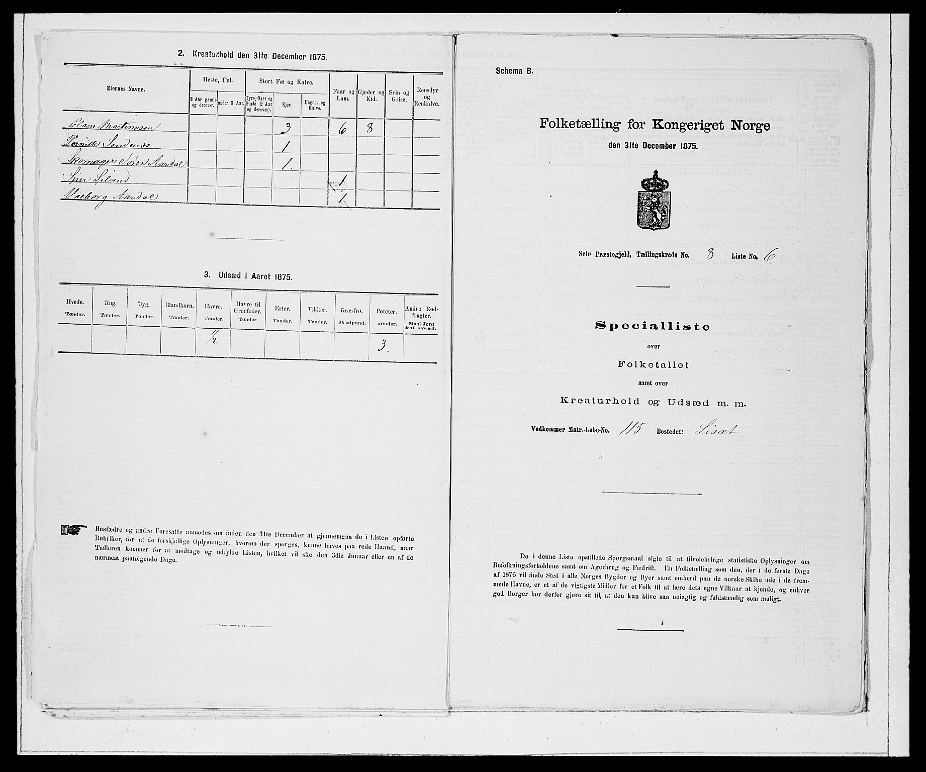 SAB, 1875 Census for 1441P Selje, 1875, p. 948