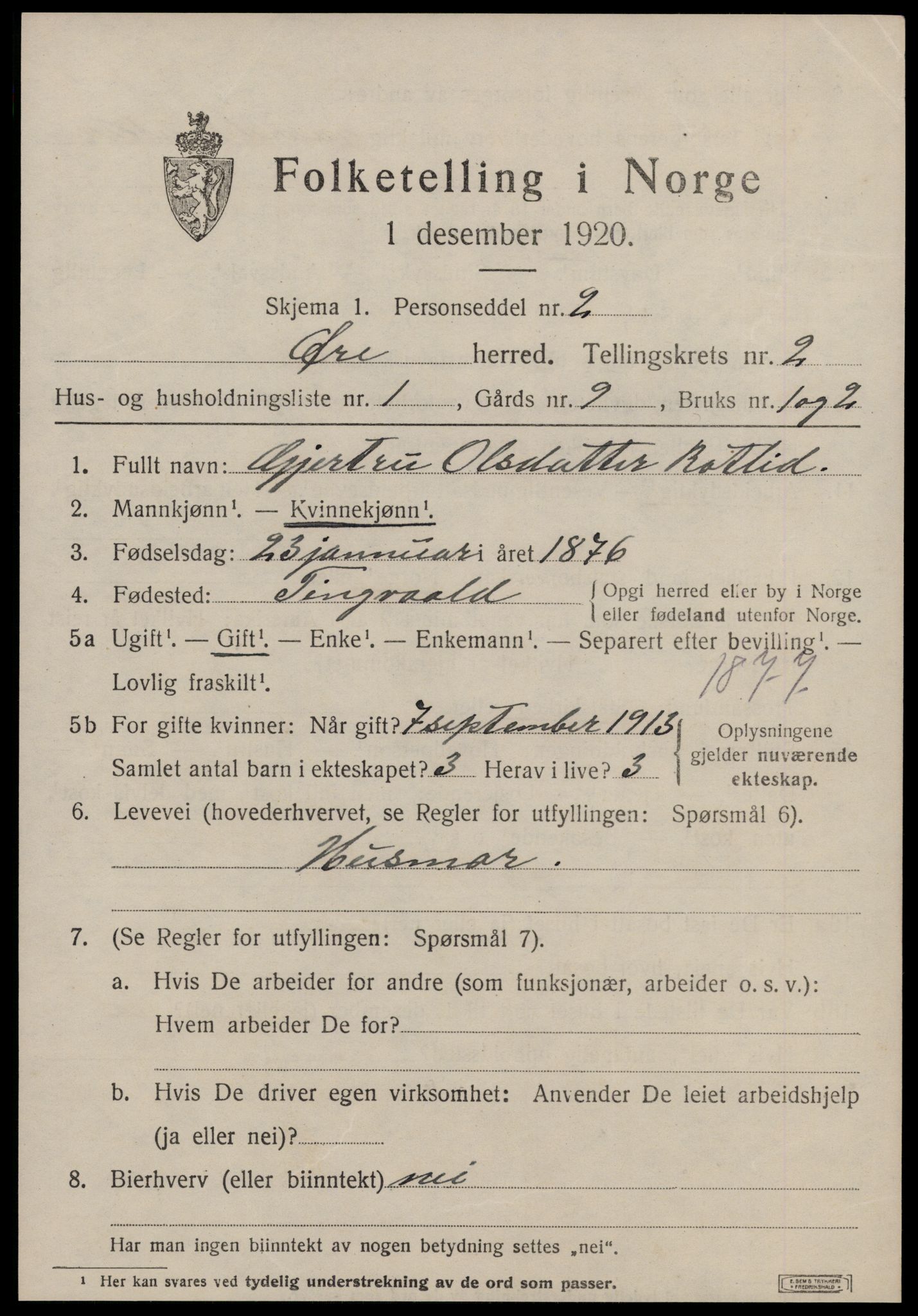 SAT, 1920 census for Øre, 1920, p. 1467