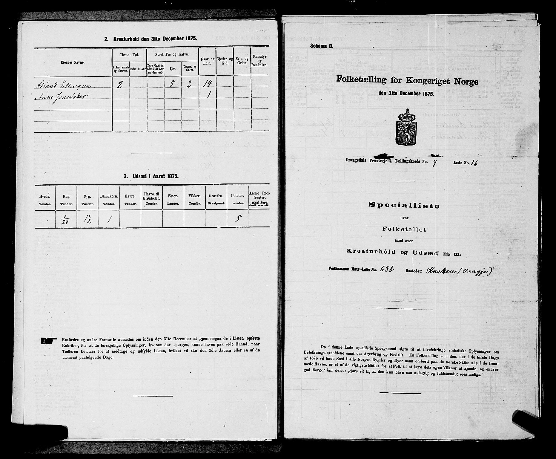 SAKO, 1875 census for 0817P Drangedal, 1875, p. 444