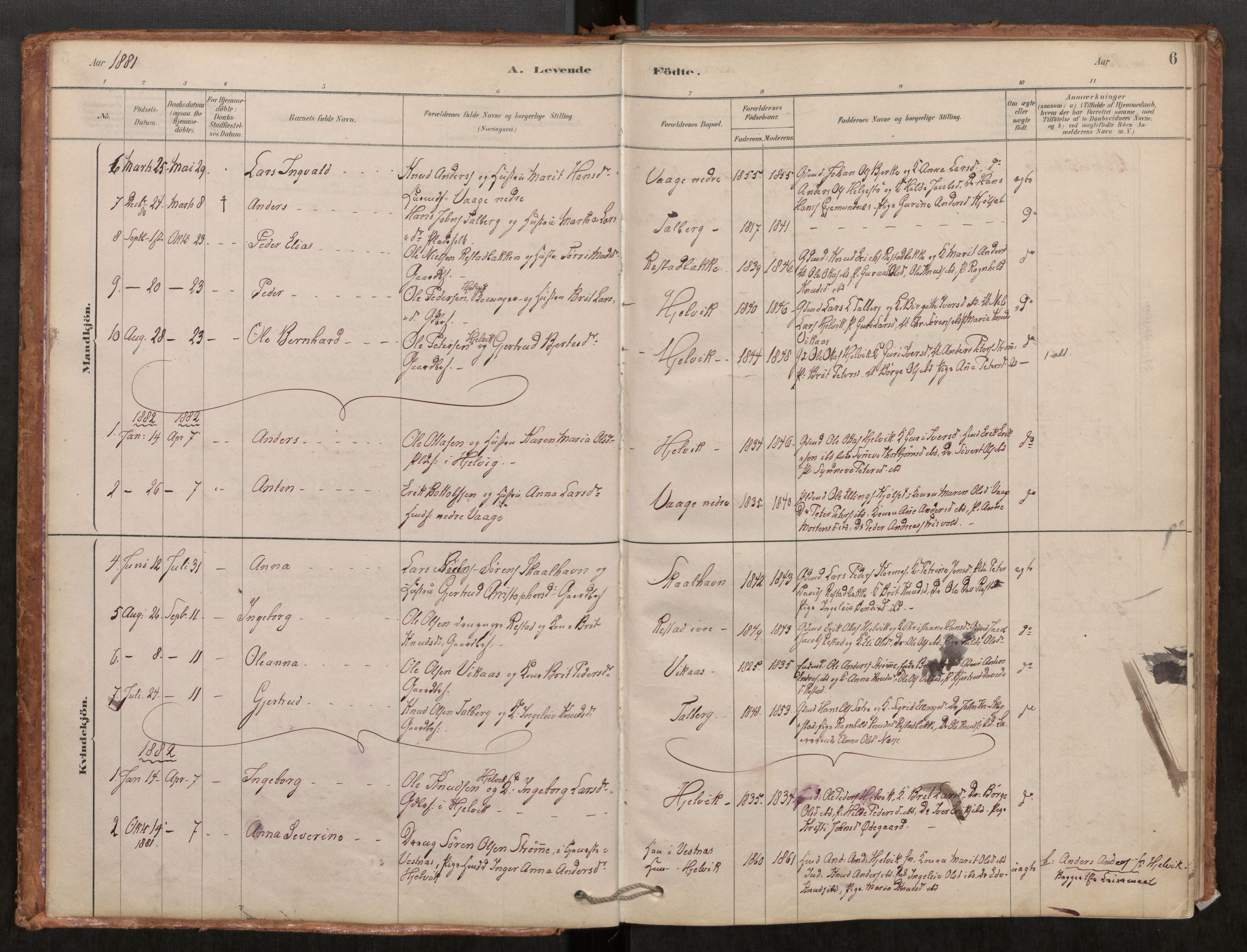 Ministerialprotokoller, klokkerbøker og fødselsregistre - Møre og Romsdal, SAT/A-1454/550/L0621: Parish register (official) no. 550A01, 1878-1915, p. 6
