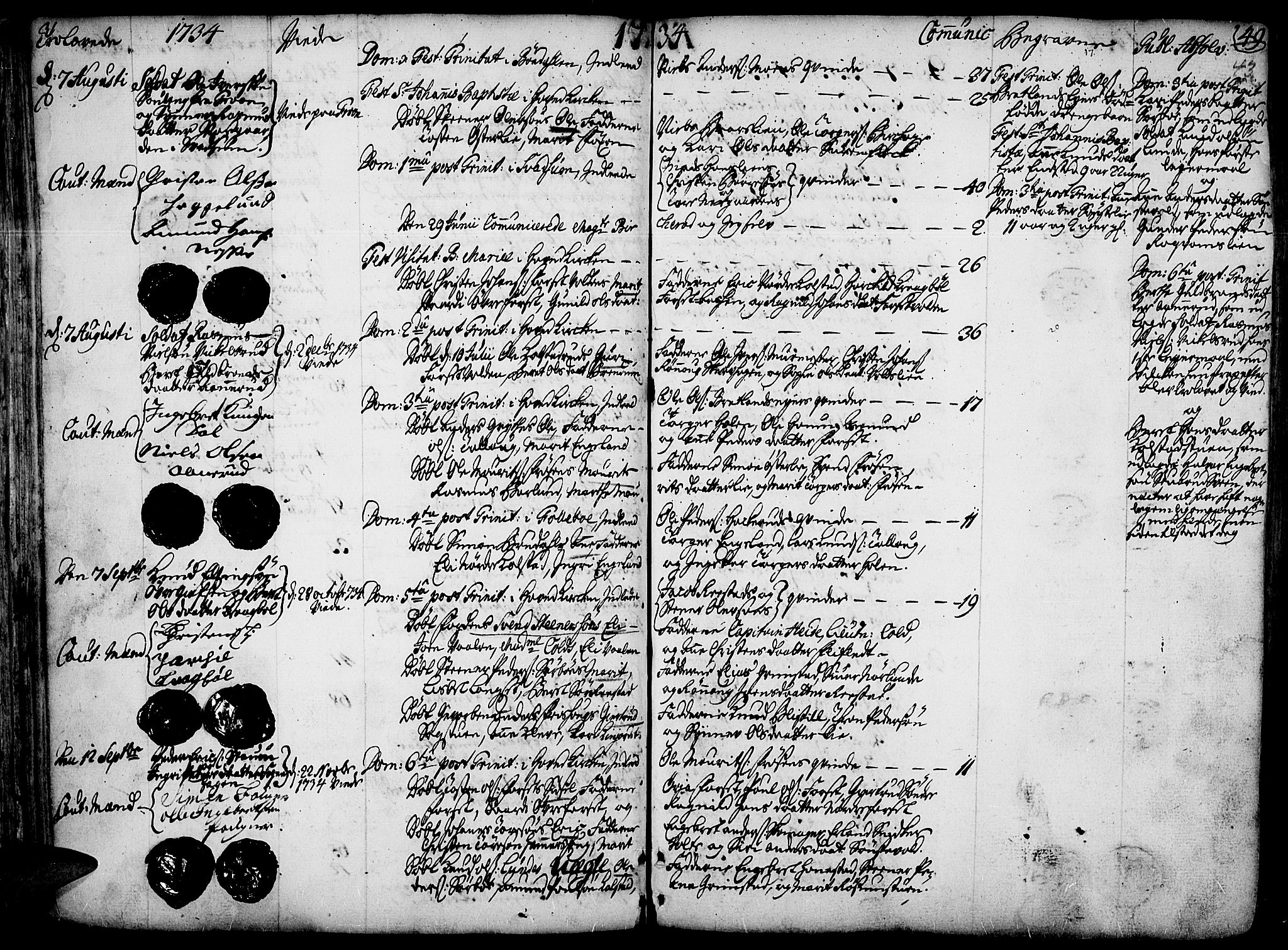 Gausdal prestekontor, AV/SAH-PREST-090/H/Ha/Haa/L0002: Parish register (official) no. 2, 1729-1757, p. 43