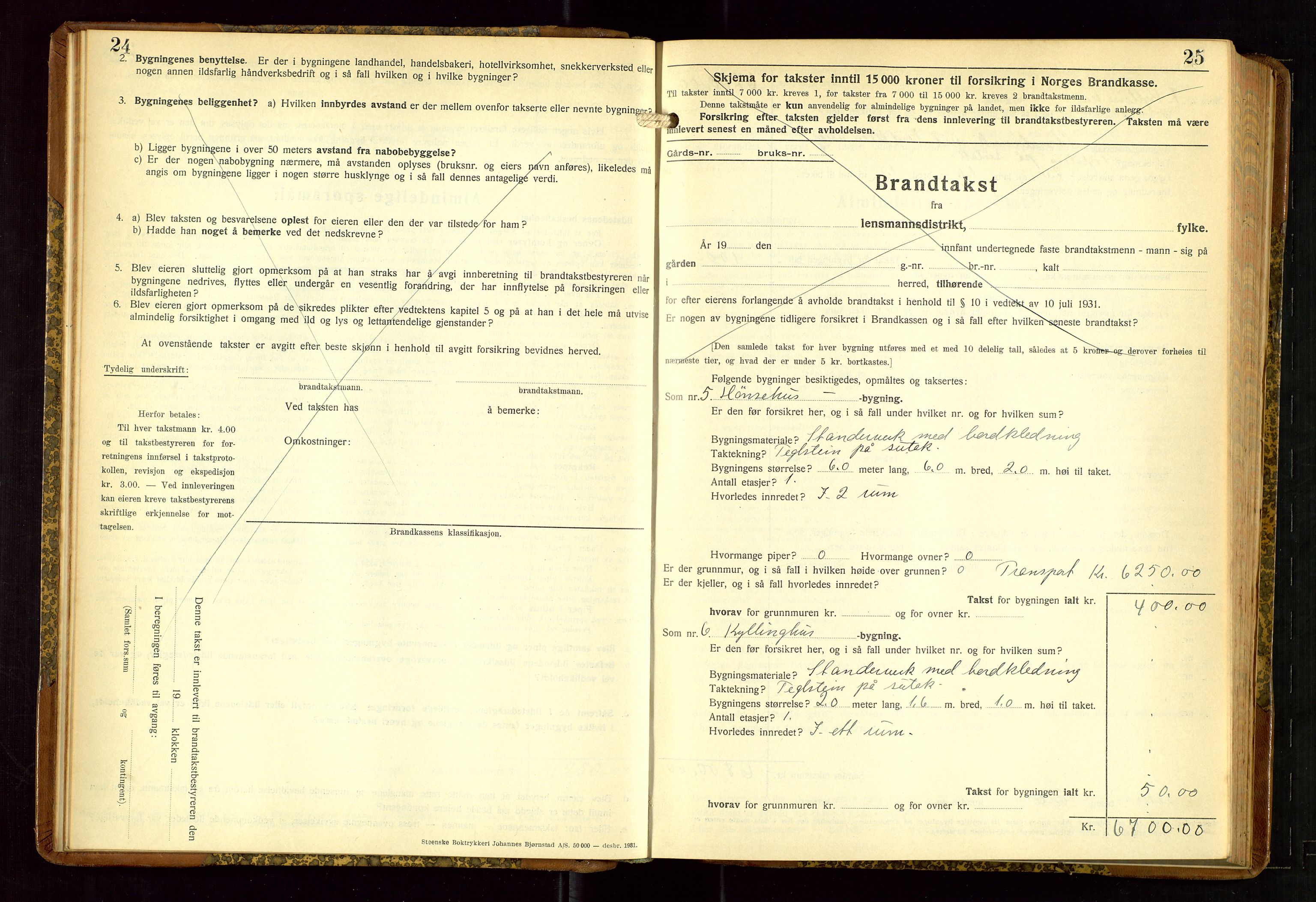 Høyland/Sandnes lensmannskontor, SAST/A-100166/Gob/L0006: "Brandtakstprotokoll", 1936-1938, p. 24-25