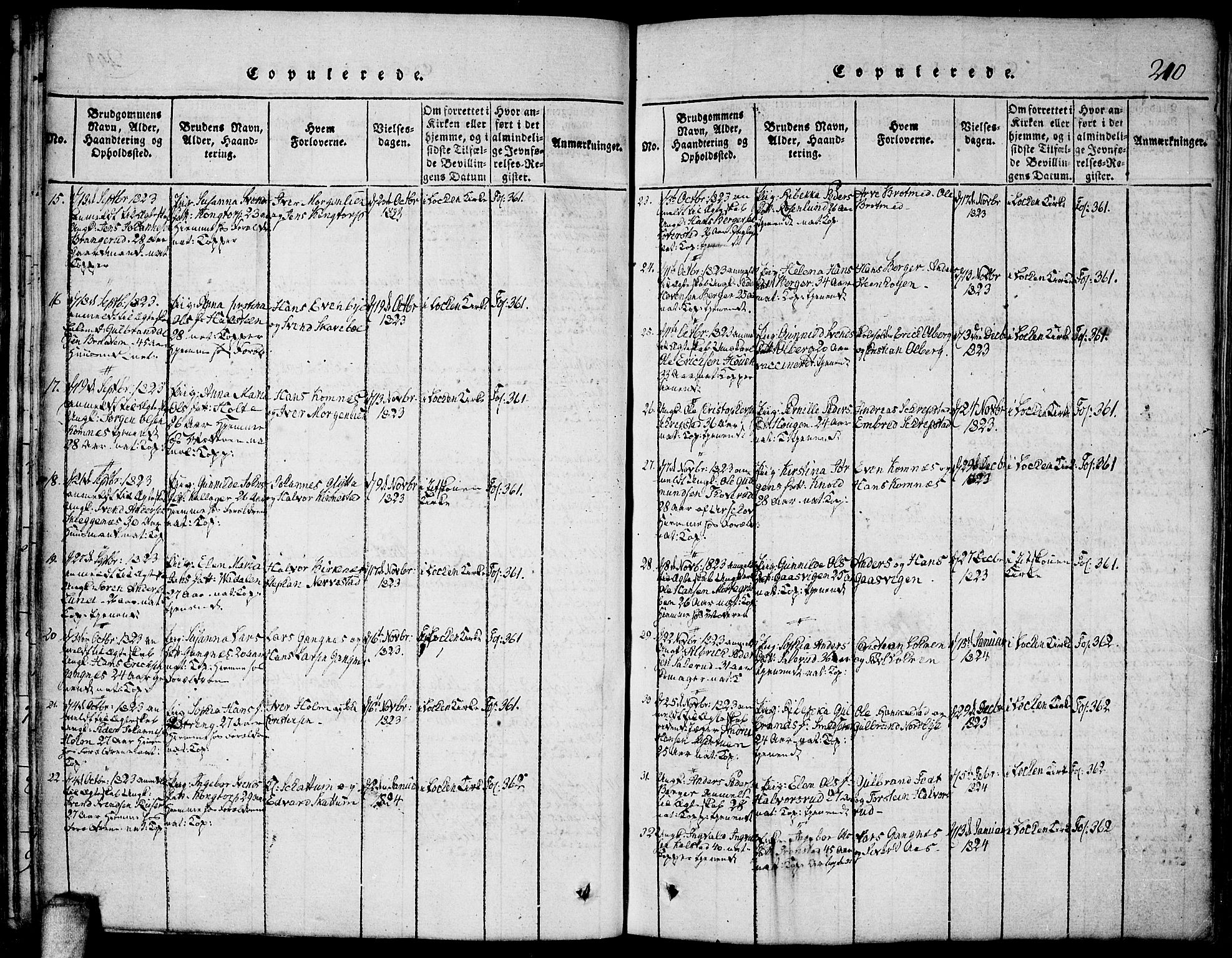 Høland prestekontor Kirkebøker, SAO/A-10346a/F/Fa/L0007: Parish register (official) no. I 7, 1814-1827, p. 210