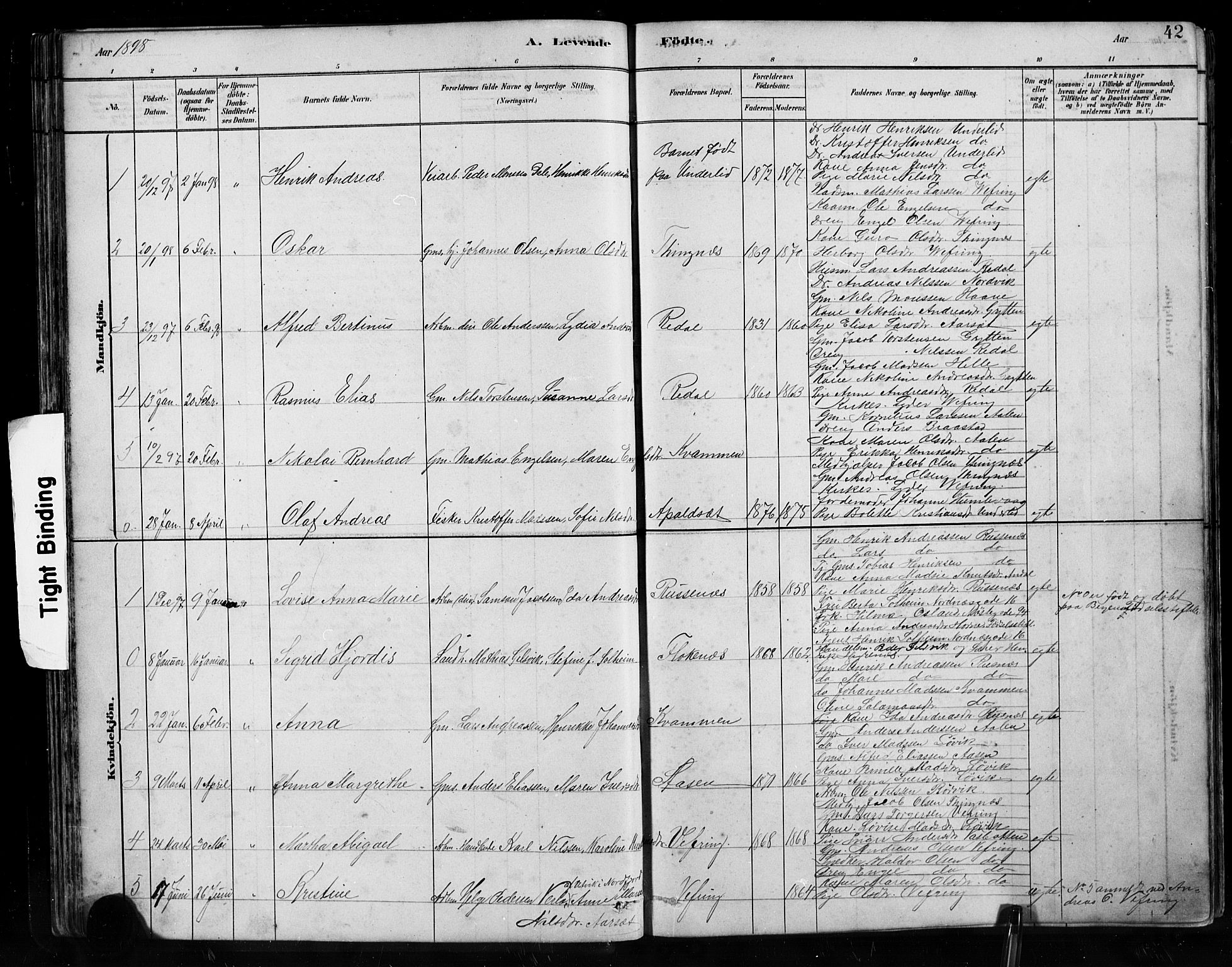 Førde sokneprestembete, SAB/A-79901/H/Hab/Habe/L0001: Parish register (copy) no. E 1, 1881-1920, p. 42