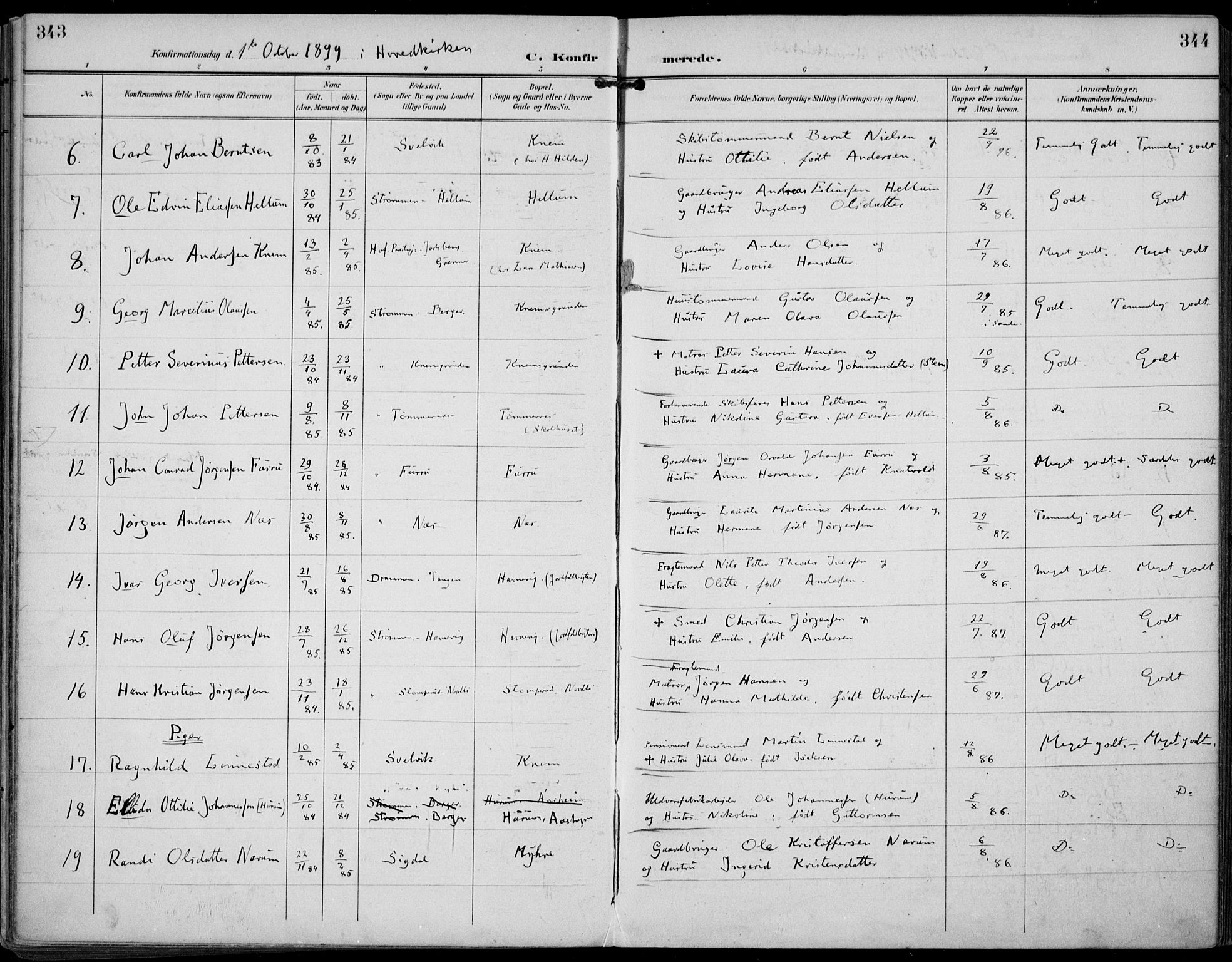 Strømm kirkebøker, AV/SAKO-A-322/F/Fa/L0005: Parish register (official) no. I 5, 1898-1919, p. 343-344