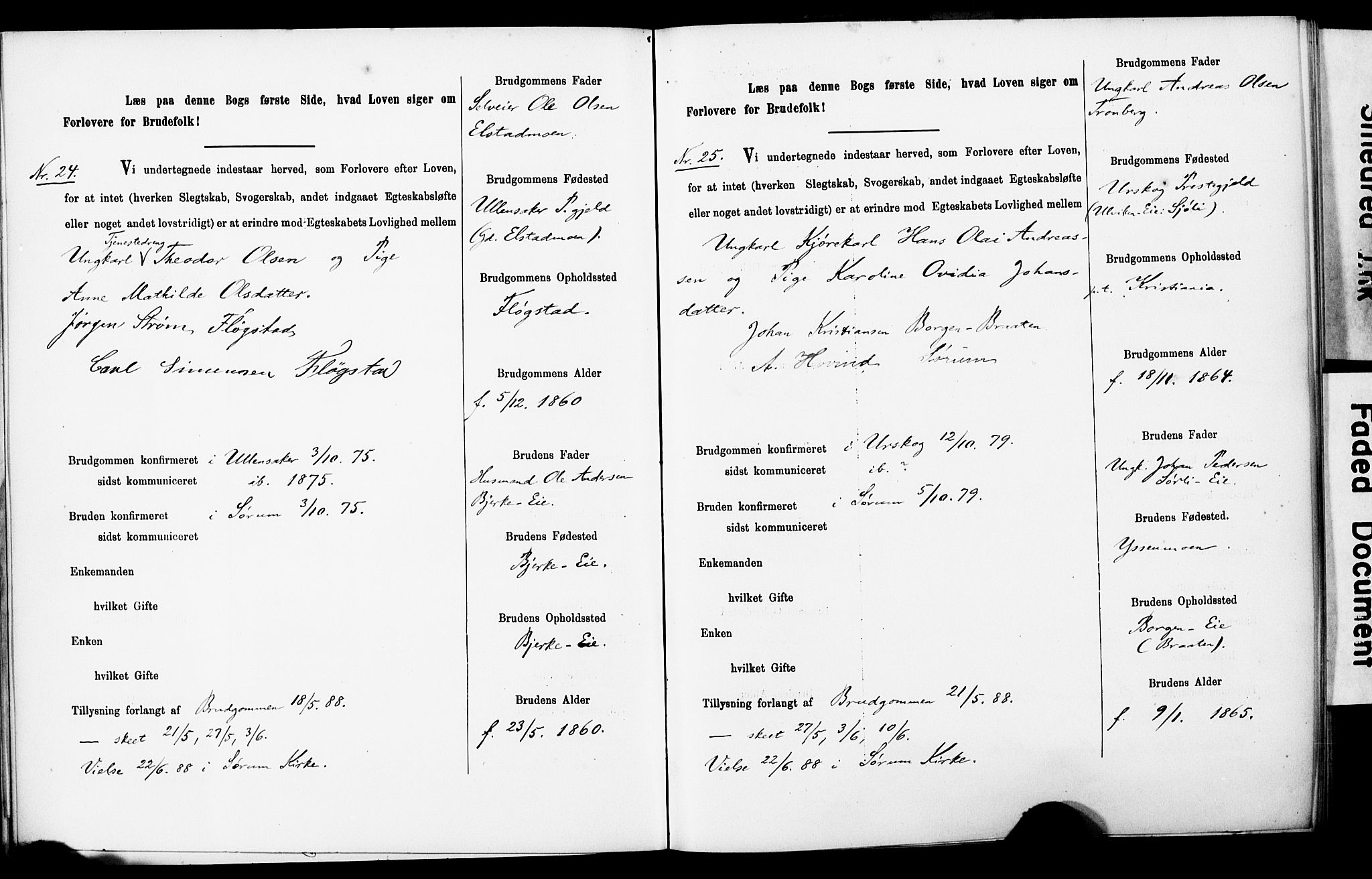 Sørum prestekontor Kirkebøker, AV/SAO-A-10303/H/Ha/L0001: Banns register no. 1, 1887-1890