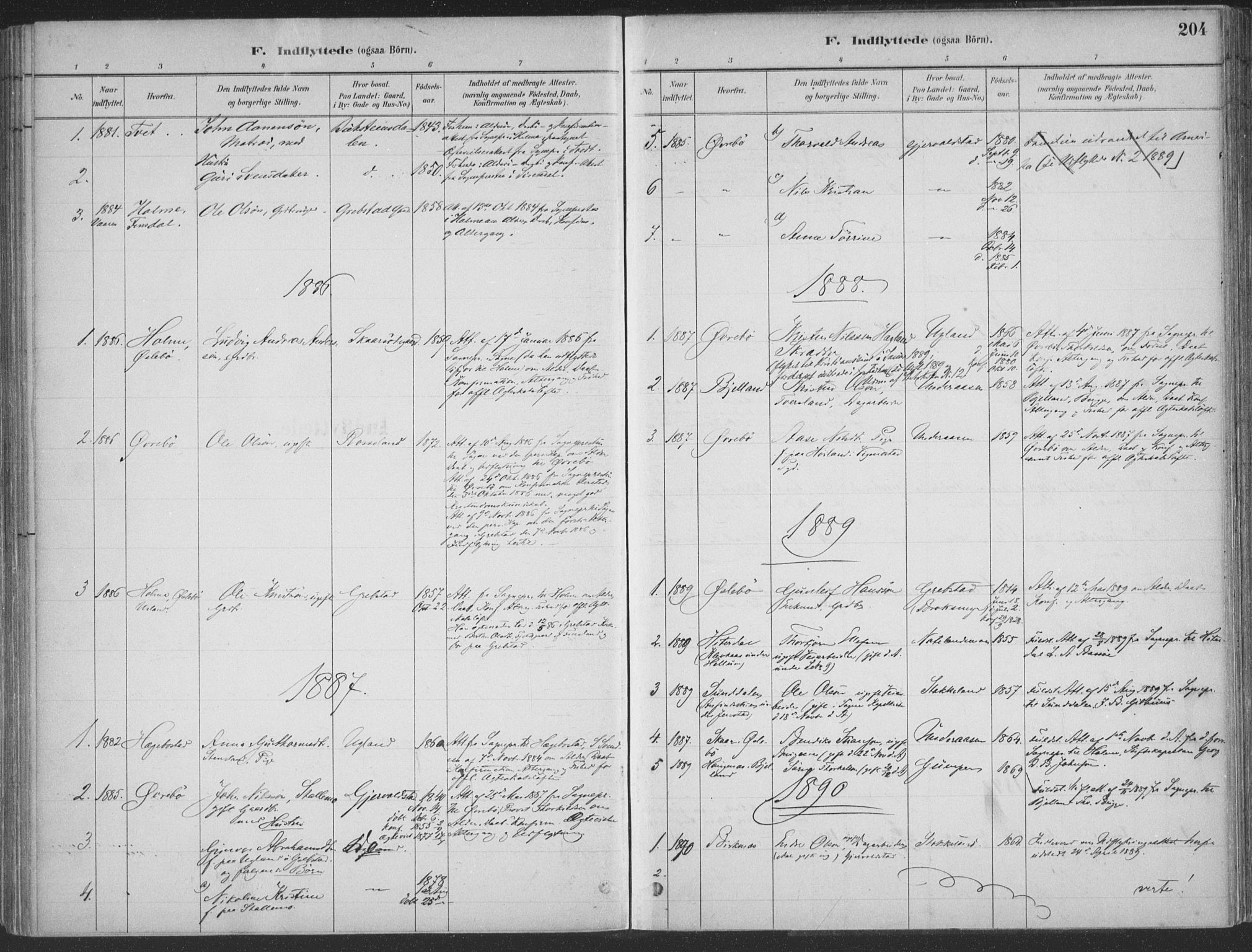 Søgne sokneprestkontor, SAK/1111-0037/F/Fa/Faa/L0003: Parish register (official) no. A 3, 1883-1910, p. 204