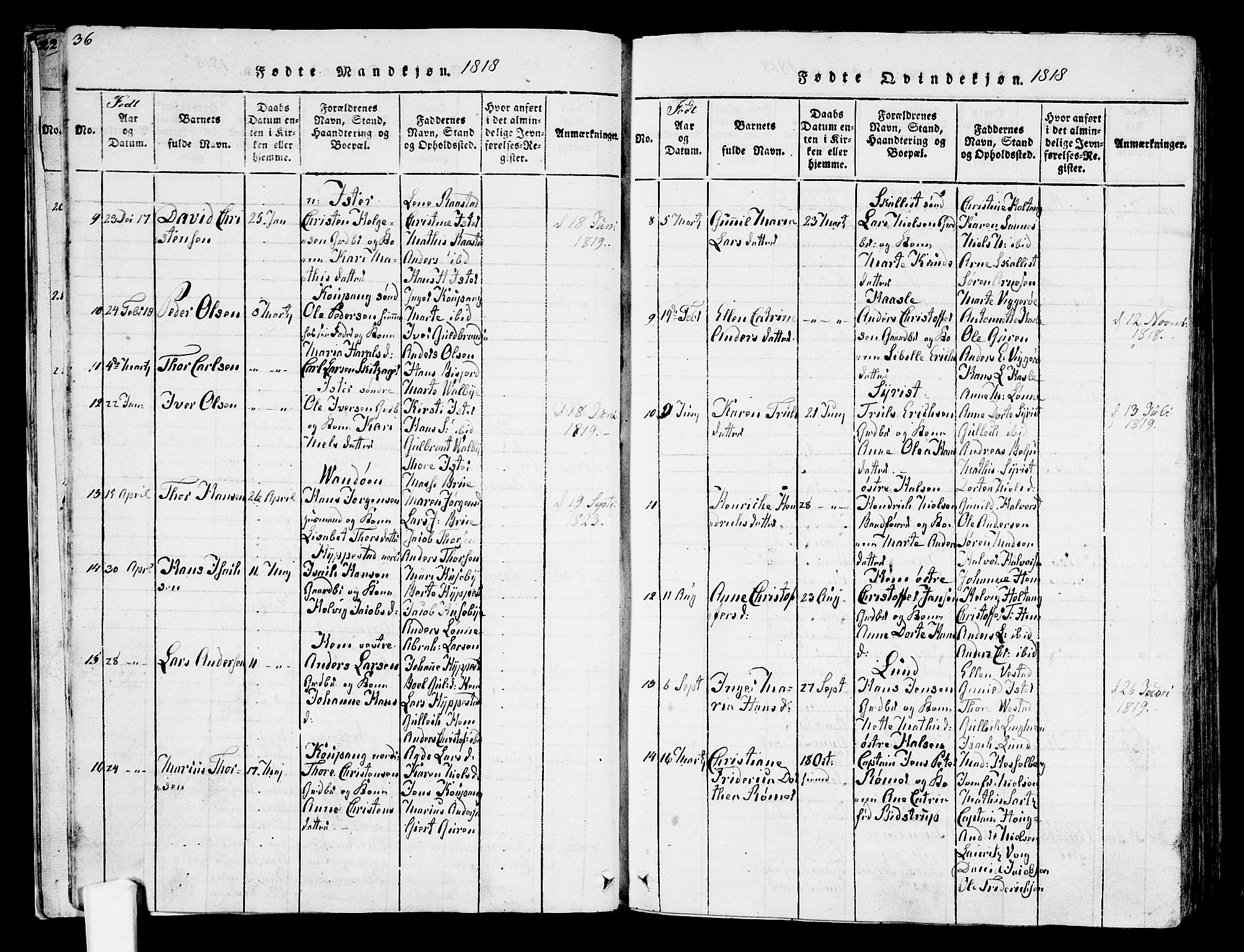 Tjølling kirkebøker, SAKO/A-60/F/Fa/L0005: Parish register (official) no. 5, 1814-1836, p. 36-37
