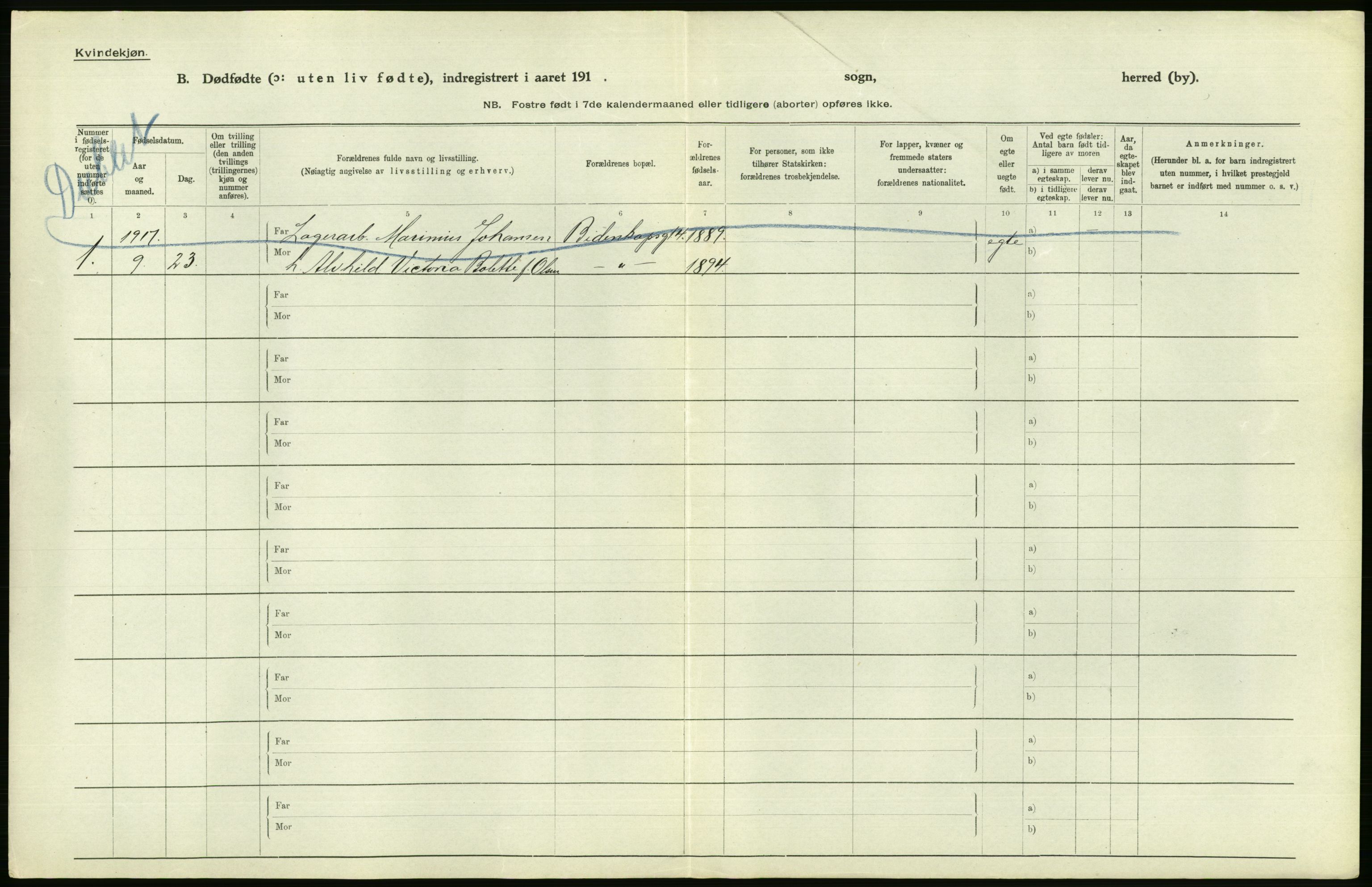 Statistisk sentralbyrå, Sosiodemografiske emner, Befolkning, RA/S-2228/D/Df/Dfb/Dfbg/L0011: Kristiania: Døde, dødfødte., 1917, p. 605