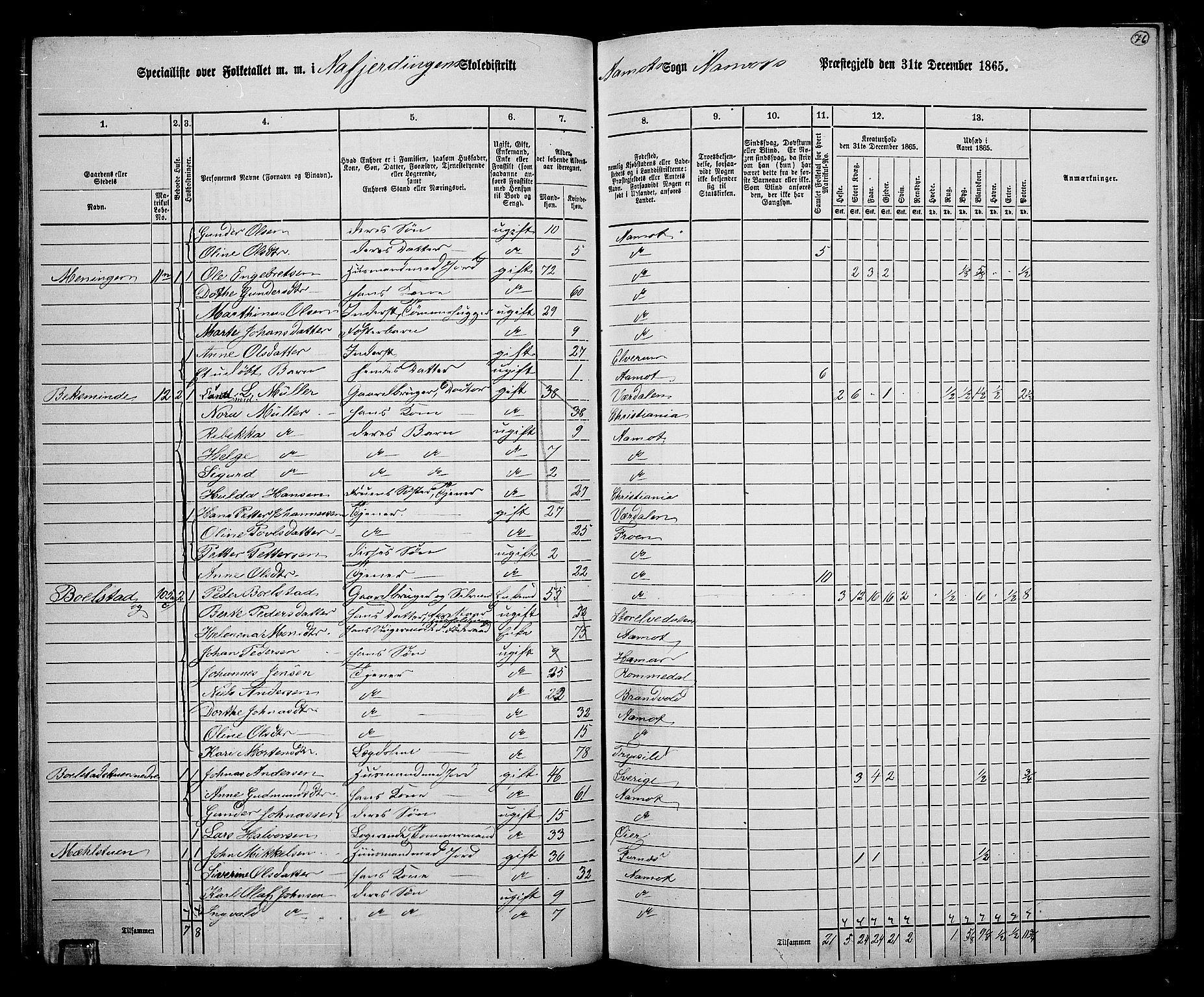 RA, 1865 census for Åmot, 1865, p. 71