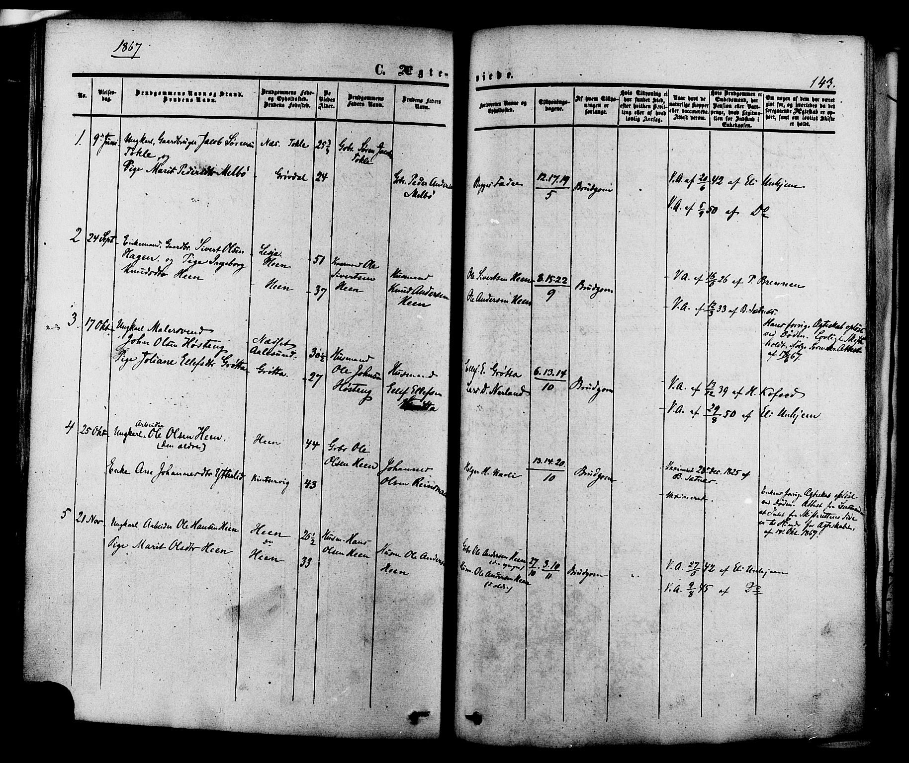 Ministerialprotokoller, klokkerbøker og fødselsregistre - Møre og Romsdal, SAT/A-1454/545/L0586: Parish register (official) no. 545A02, 1854-1877, p. 143