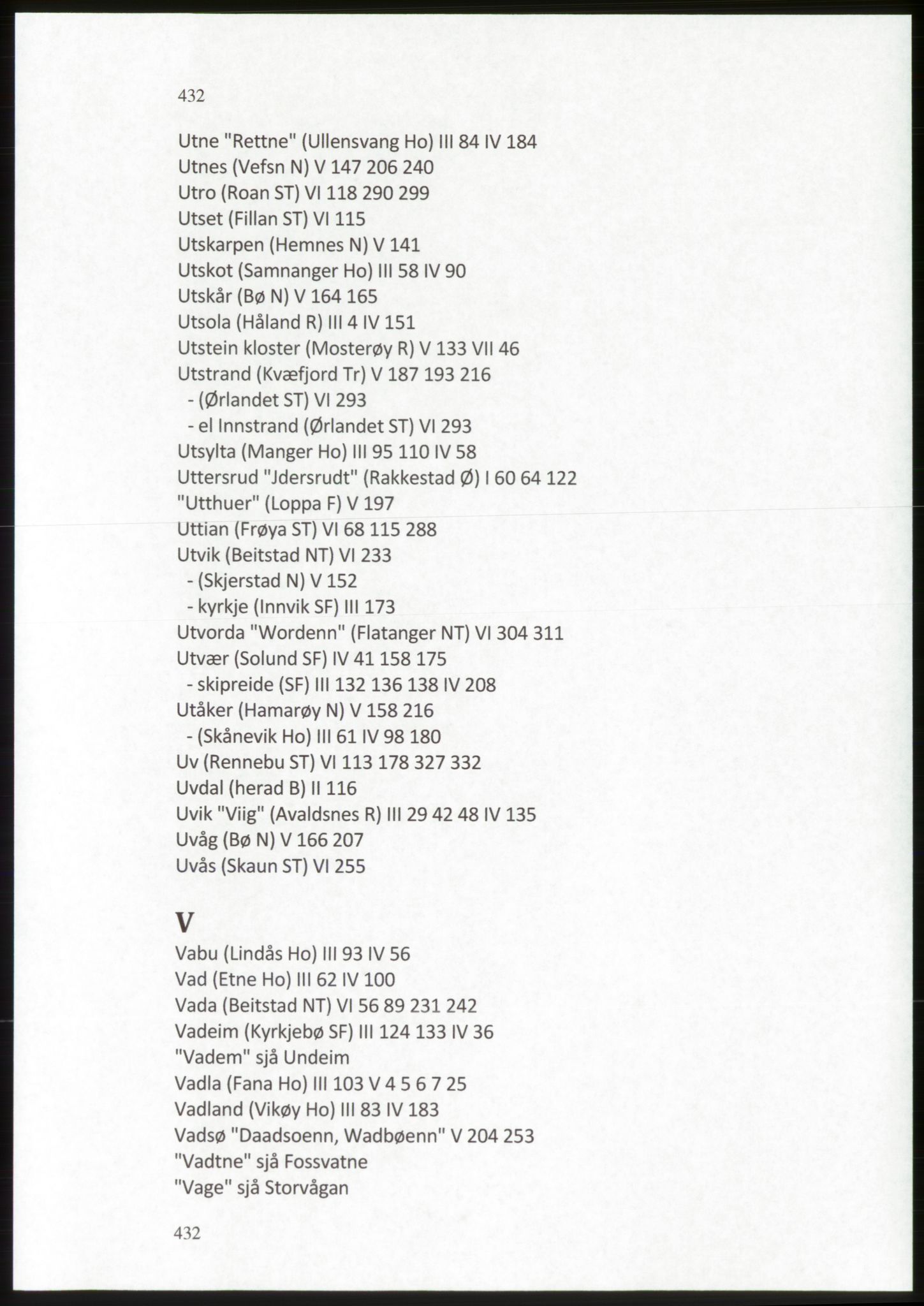 Publikasjoner utgitt av Arkivverket, PUBL/PUBL-001/C/0009: Stedsnavnregister, 1548-1567, p. 432