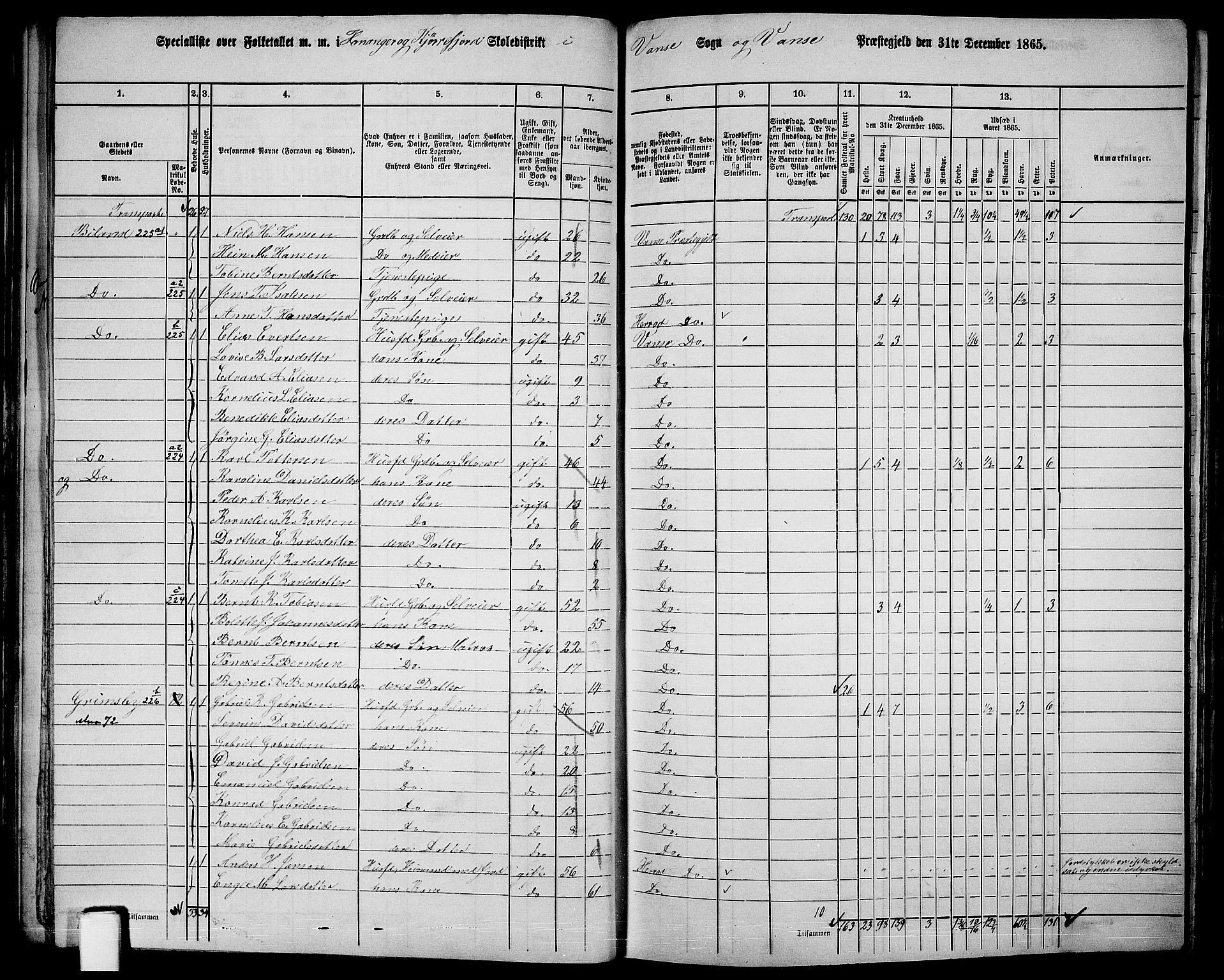 RA, 1865 census for Vanse/Vanse og Farsund, 1865, p. 63