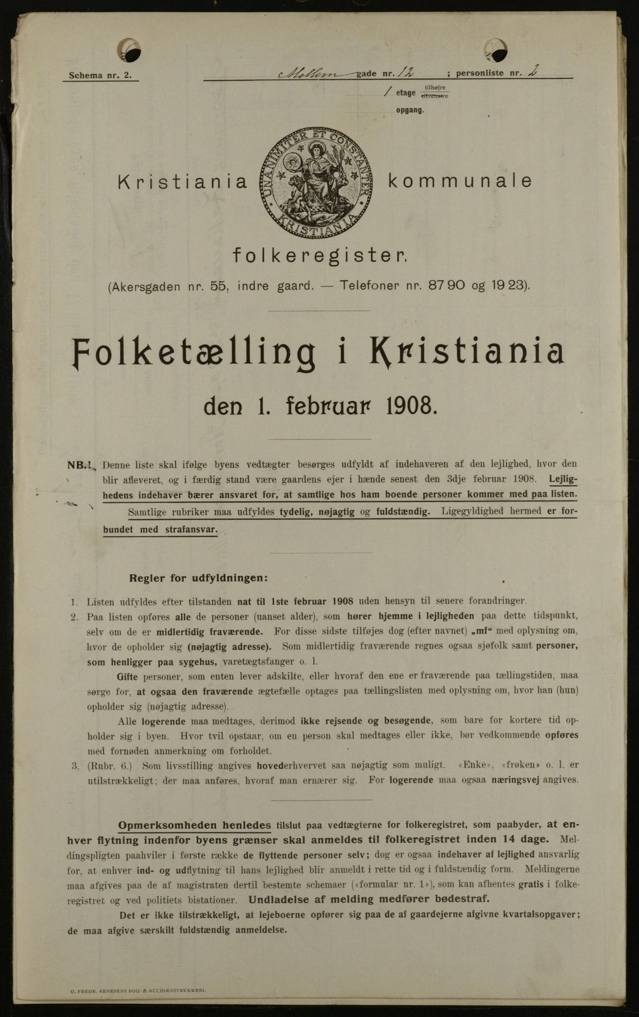 OBA, Municipal Census 1908 for Kristiania, 1908, p. 58385