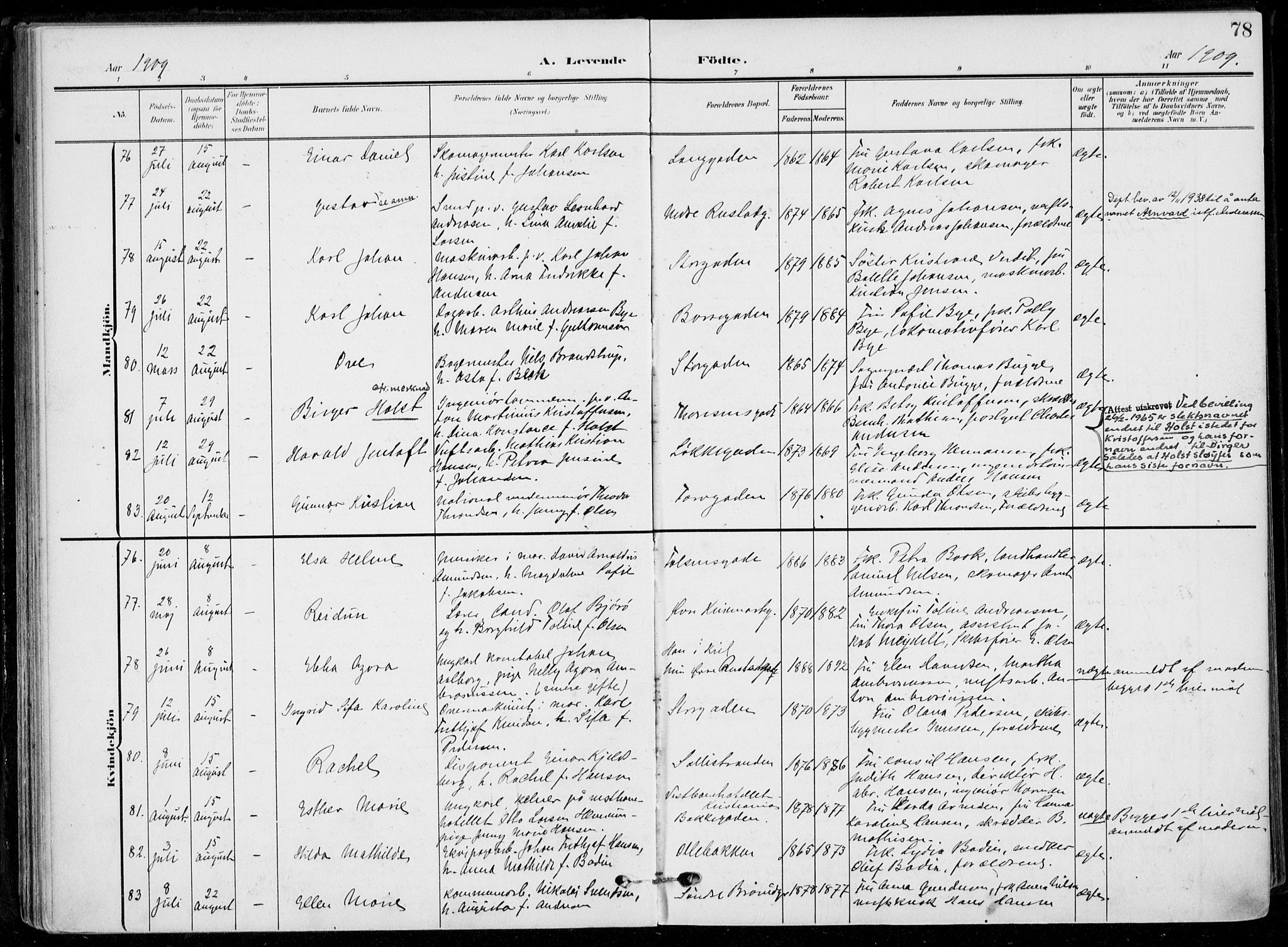 Horten kirkebøker, AV/SAKO-A-348/F/Fa/L0006: Parish register (official) no. 6, 1905-1912, p. 78
