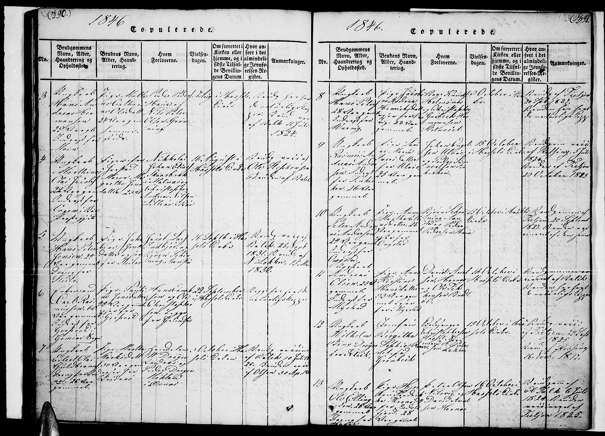 Ministerialprotokoller, klokkerbøker og fødselsregistre - Nordland, AV/SAT-A-1459/888/L1263: Parish register (copy) no. 888C02 /1, 1820-1850, p. 390-391