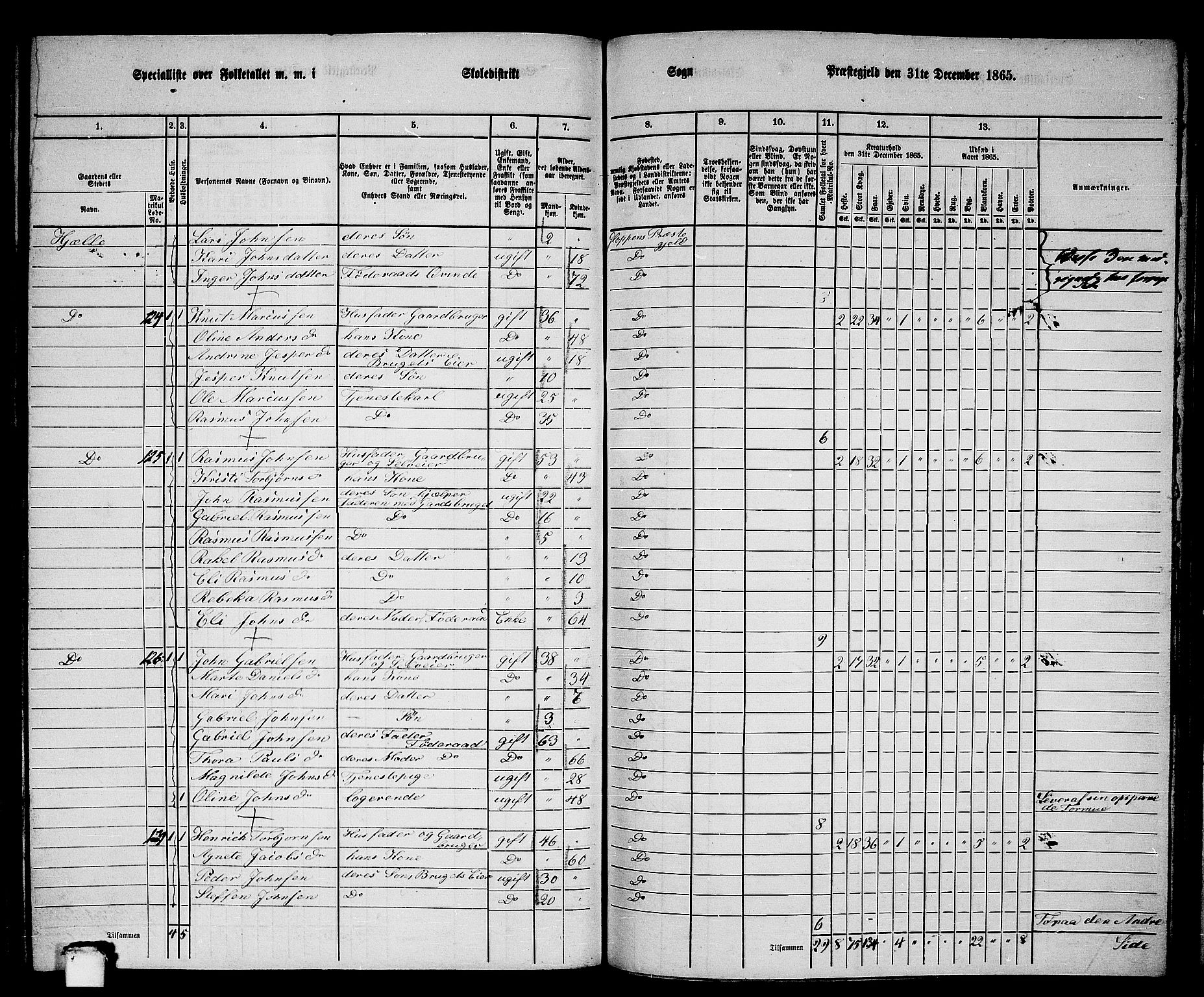 RA, 1865 census for Gloppen, 1865, p. 169