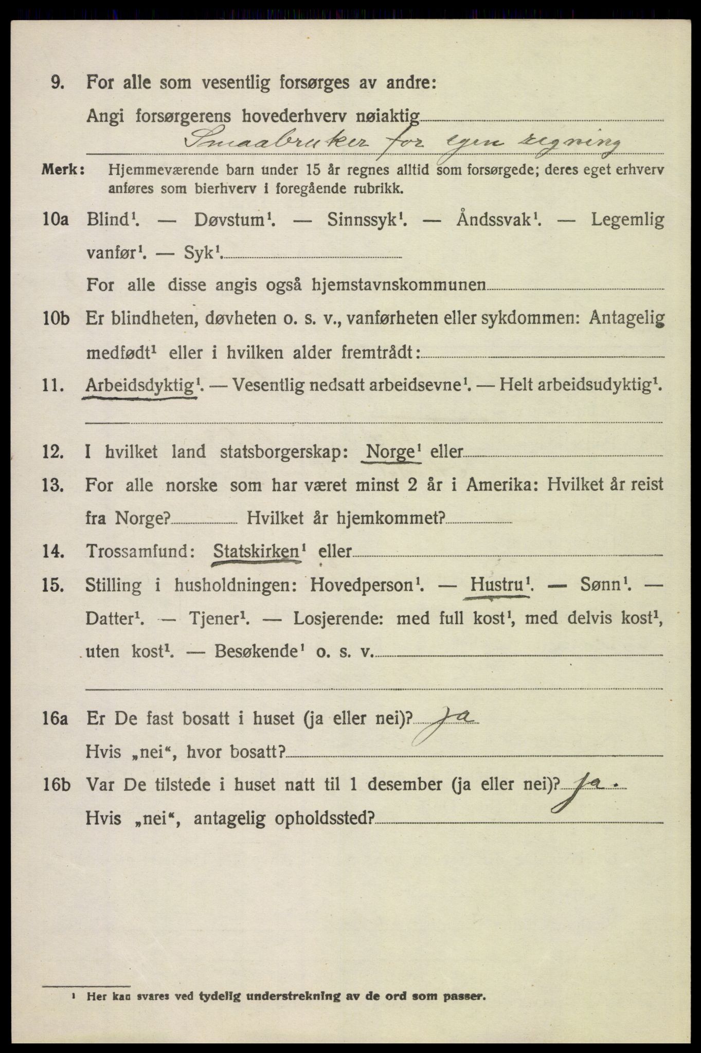 SAH, 1920 census for Tolga, 1920, p. 2388