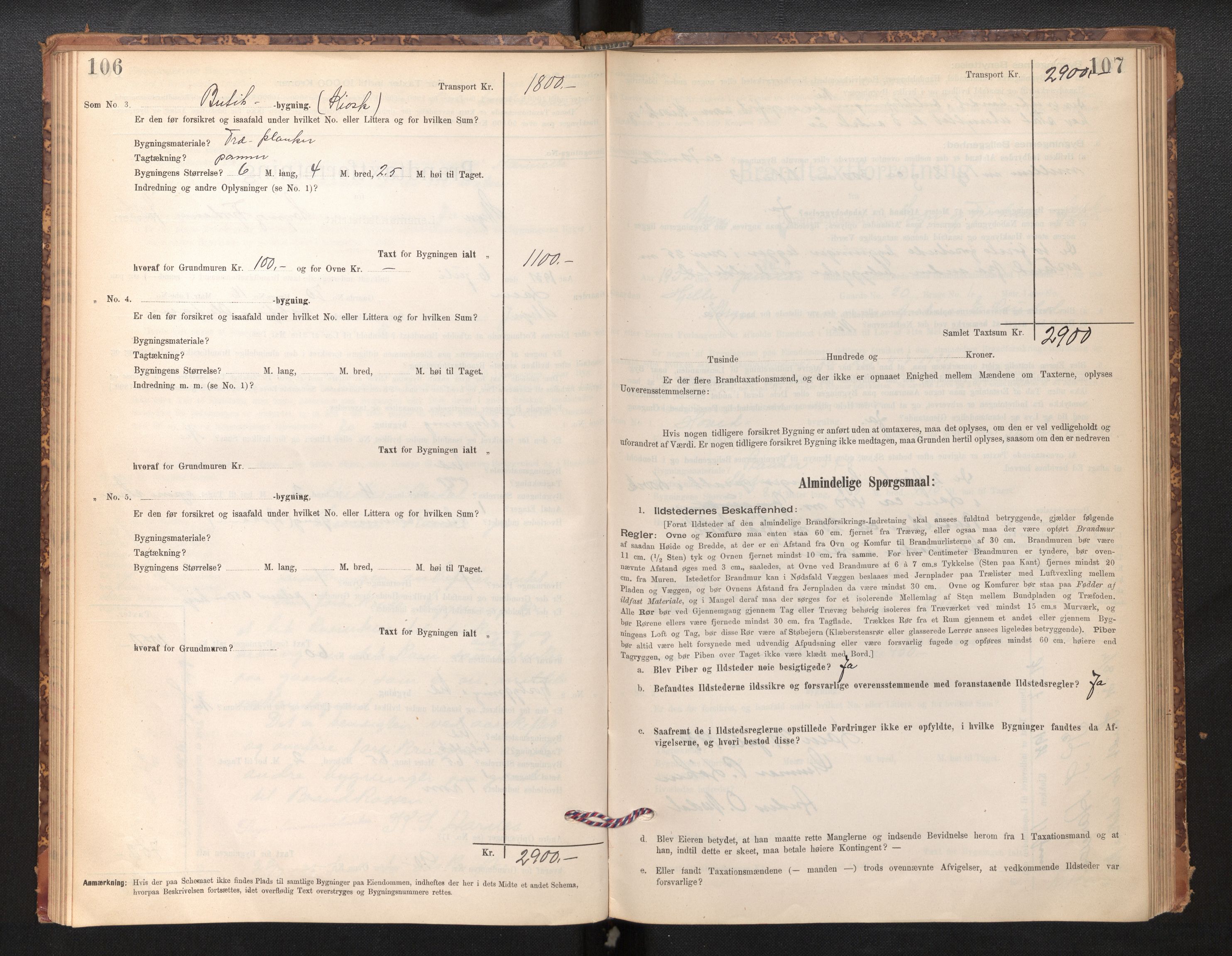 Lensmannen i Stryn og Innvik, SAB/A-30201/0012/L0002: Branntakstprotokoll, skjematakst, 1894-1942, p. 106-107