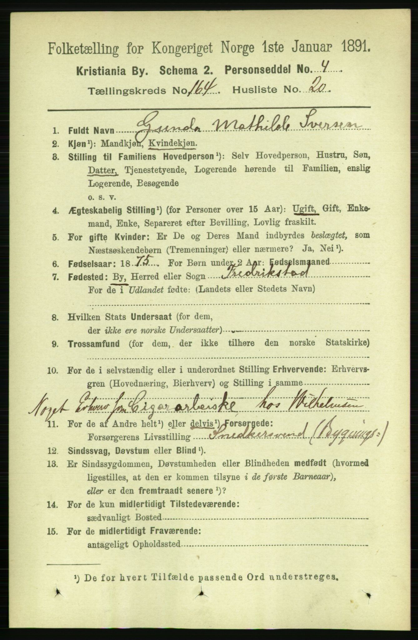 RA, 1891 census for 0301 Kristiania, 1891, p. 94844