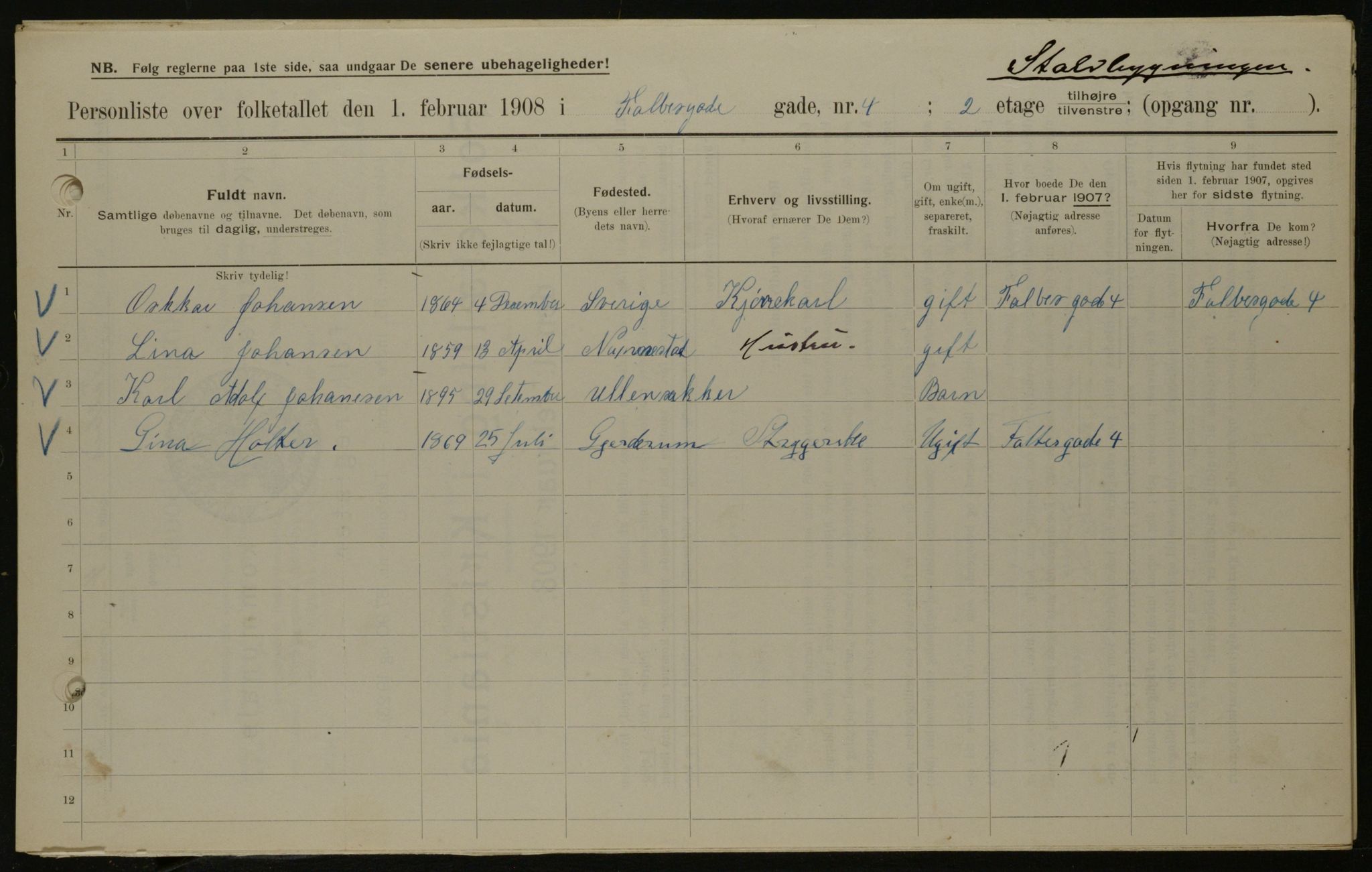 OBA, Municipal Census 1908 for Kristiania, 1908, p. 21055