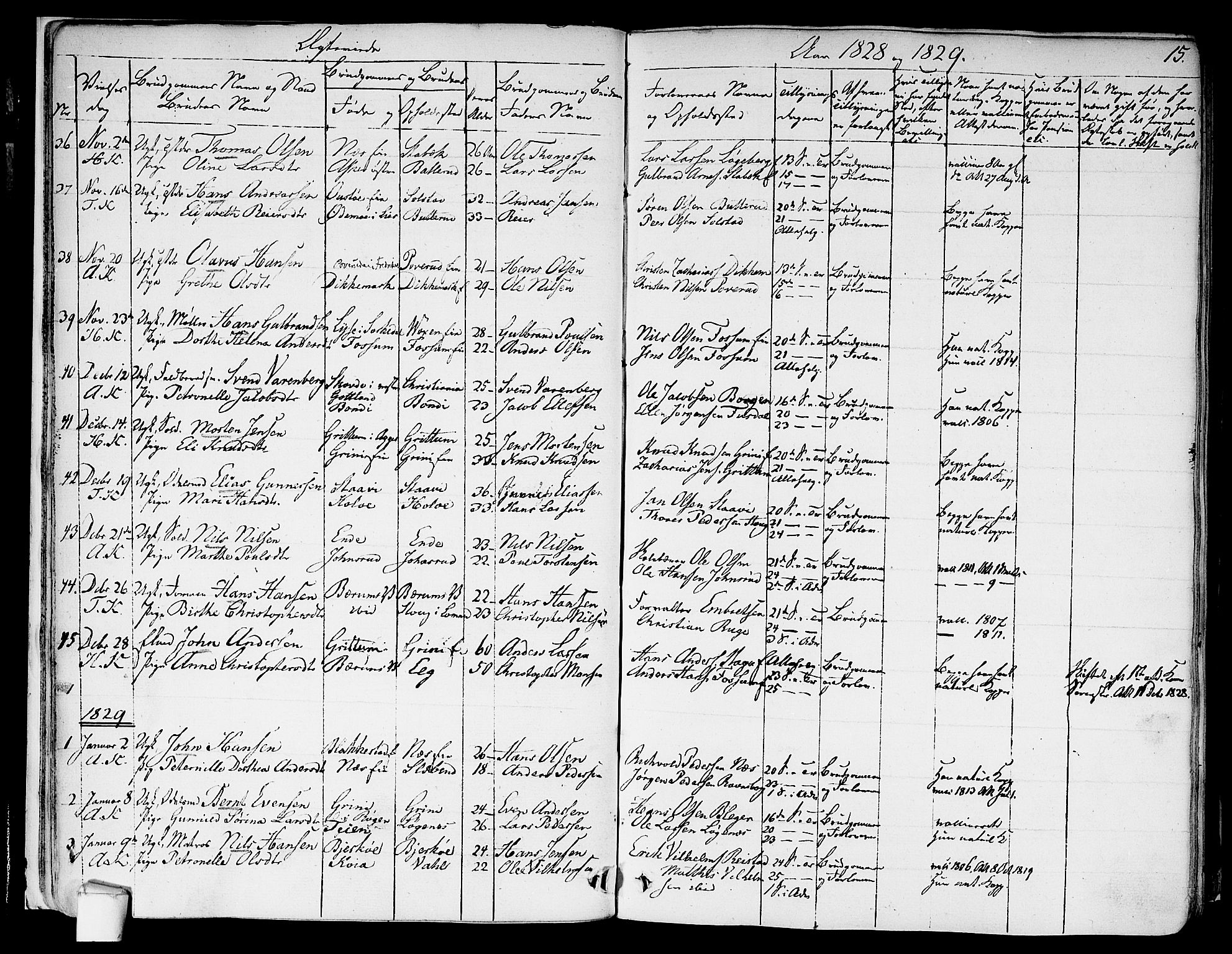 Asker prestekontor Kirkebøker, SAO/A-10256a/F/Fa/L0010: Parish register (official) no. I 10, 1825-1878, p. 15