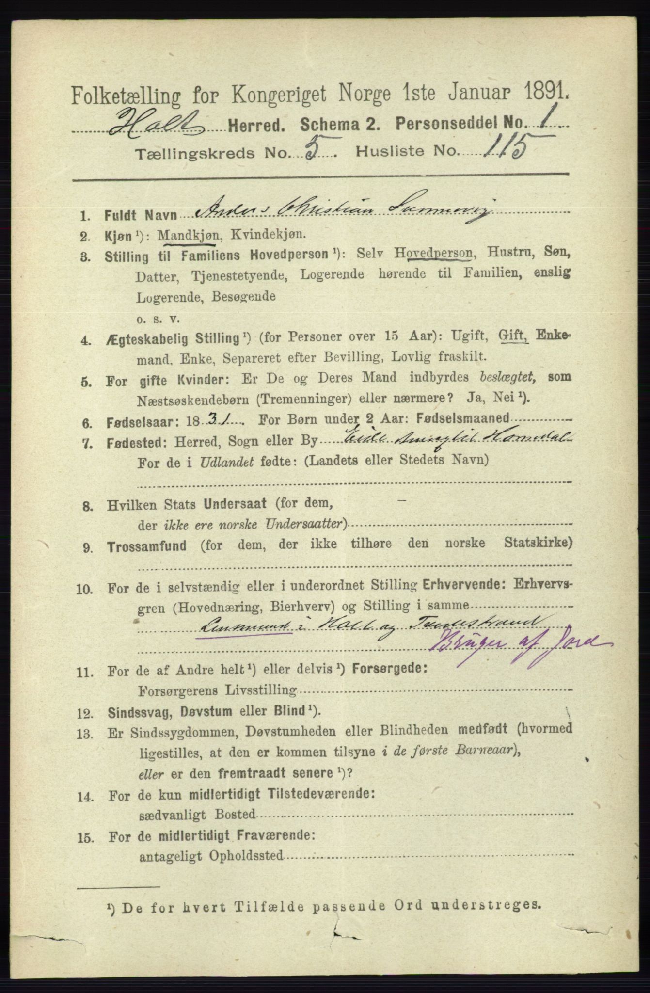 RA, 1891 census for 0914 Holt, 1891, p. 2929