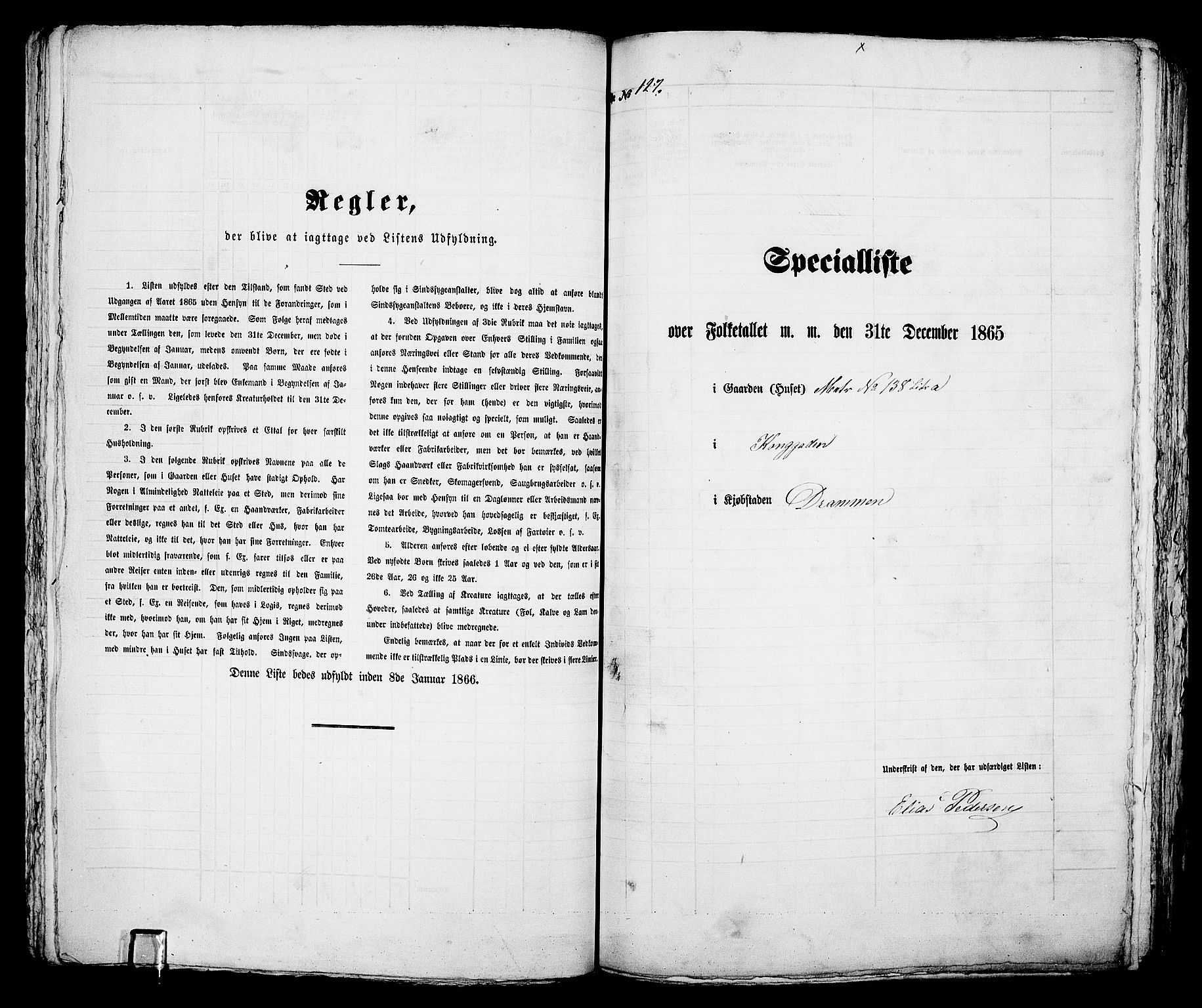 RA, 1865 census for Bragernes in Drammen, 1865, p. 273