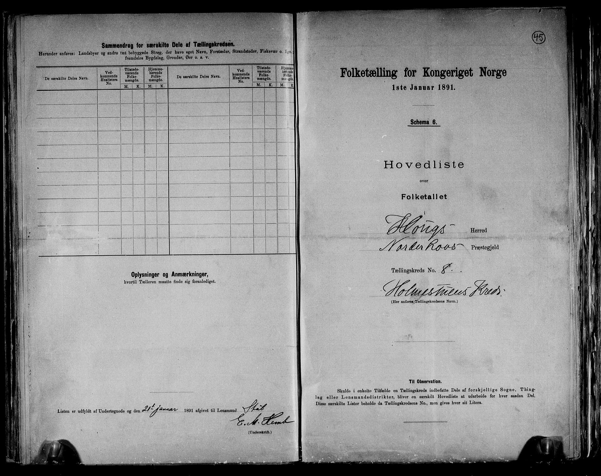 RA, 1891 census for 0613 Norderhov, 1891, p. 24