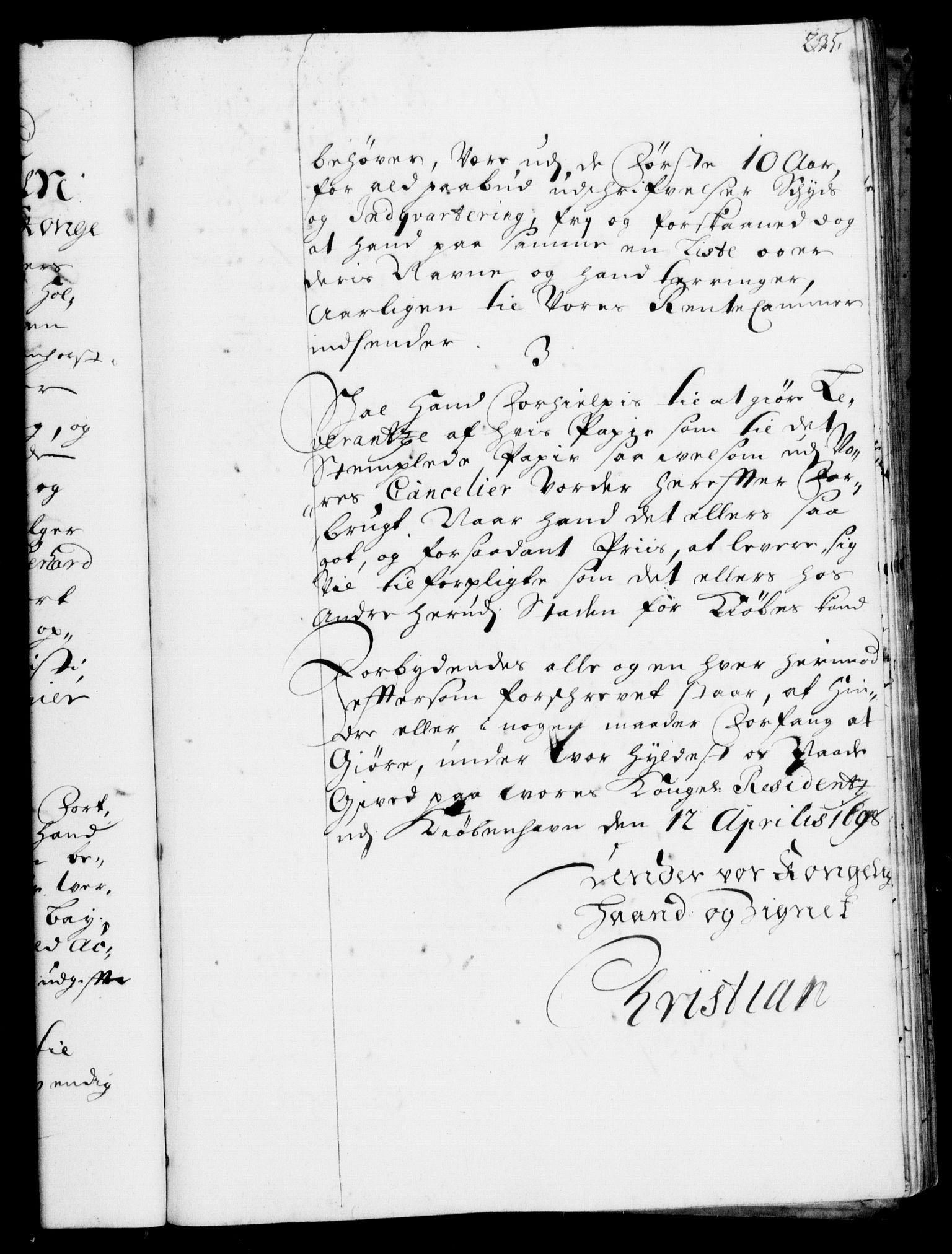 Rentekammeret, Kammerkanselliet, RA/EA-3111/G/Gf/Gfa/L0001: Resolusjonsprotokoll med register (merket RK 52.1), 1695-1706, p. 235