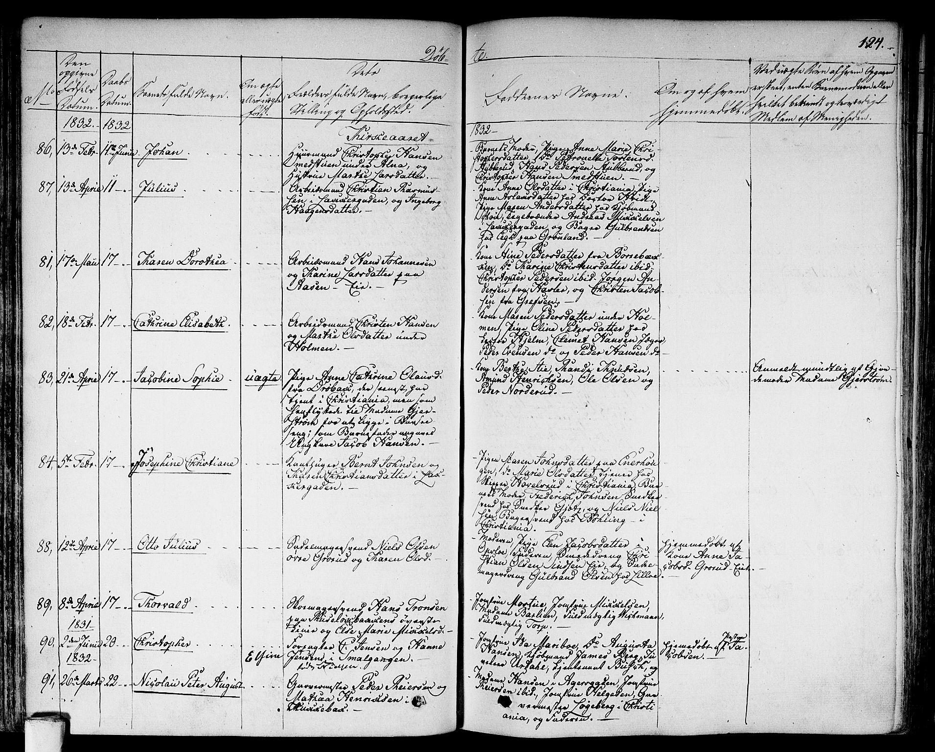 Aker prestekontor kirkebøker, SAO/A-10861/F/L0013: Parish register (official) no. 13, 1828-1837, p. 124