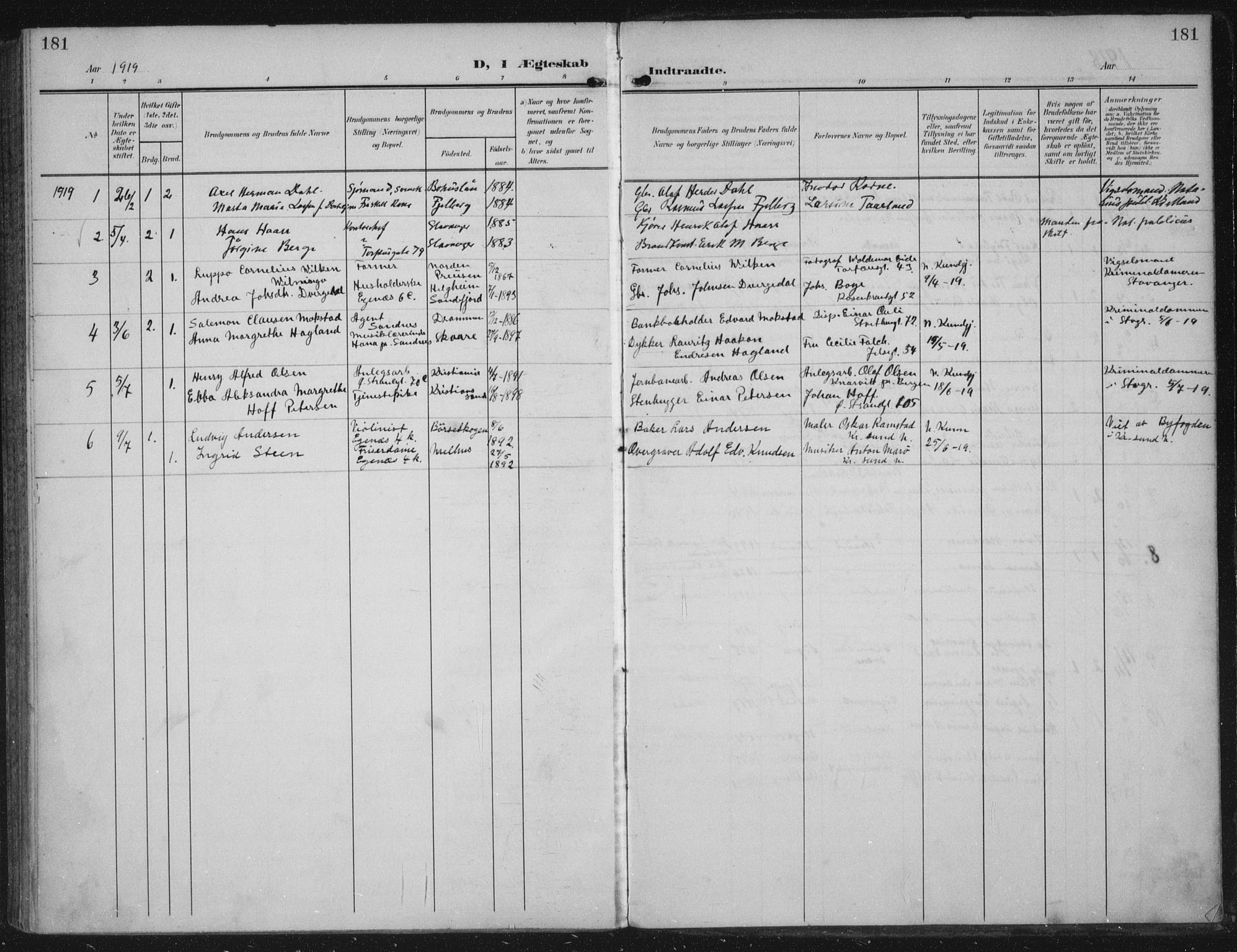 Domkirken sokneprestkontor, SAST/A-101812/002/A/L0016: Parish register (official) no. A 33, 1905-1922, p. 181
