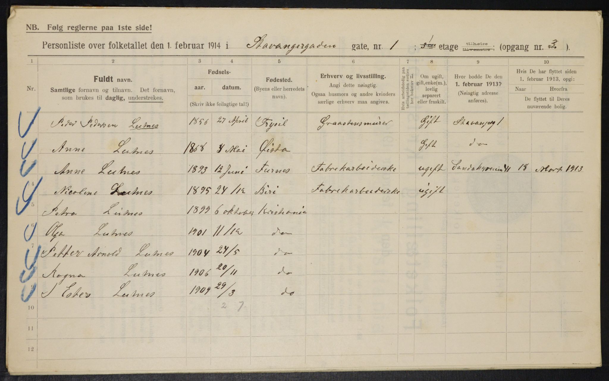 OBA, Municipal Census 1914 for Kristiania, 1914, p. 100590