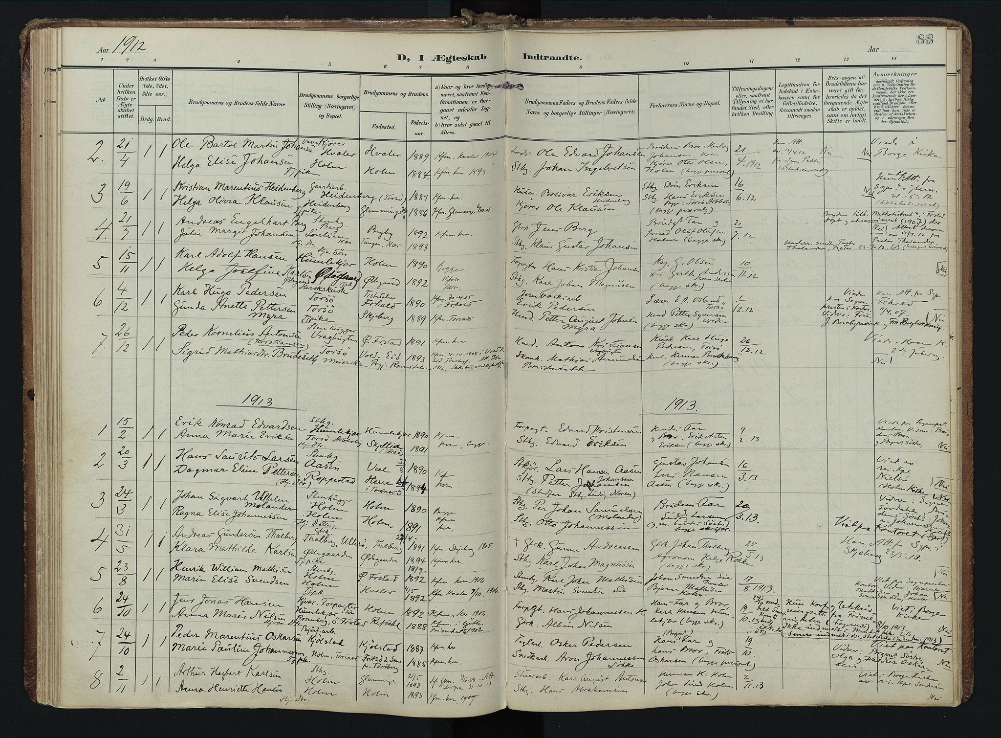 Borge prestekontor Kirkebøker, SAO/A-10903/F/Fb/L0004: Parish register (official) no. II 4, 1902-1914, p. 88