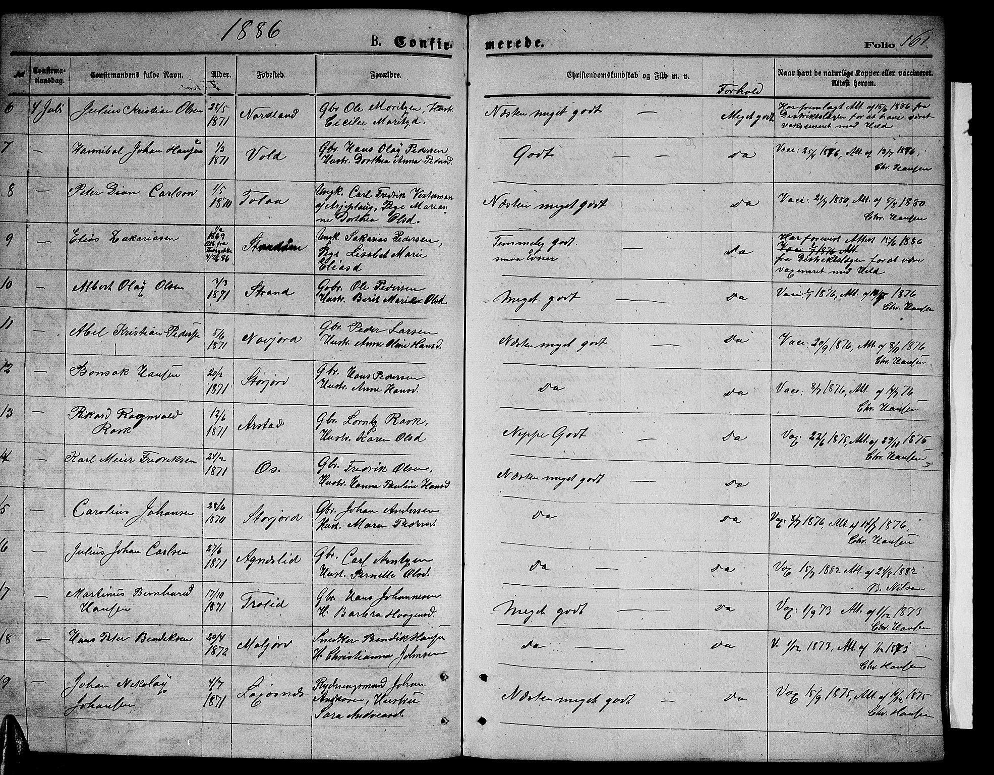 Ministerialprotokoller, klokkerbøker og fødselsregistre - Nordland, AV/SAT-A-1459/846/L0653: Parish register (copy) no. 846C03, 1872-1887, p. 161