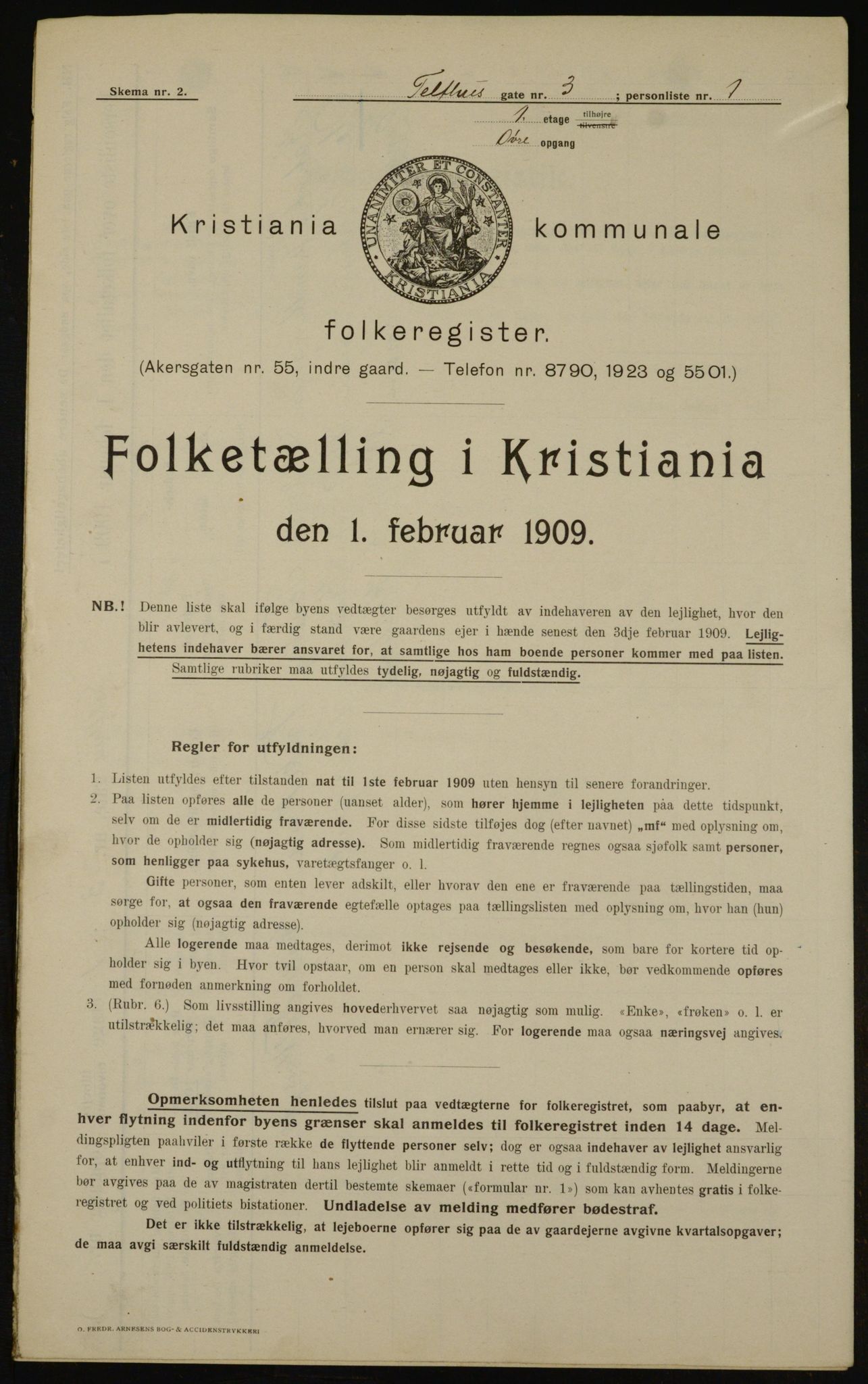 OBA, Municipal Census 1909 for Kristiania, 1909, p. 97513