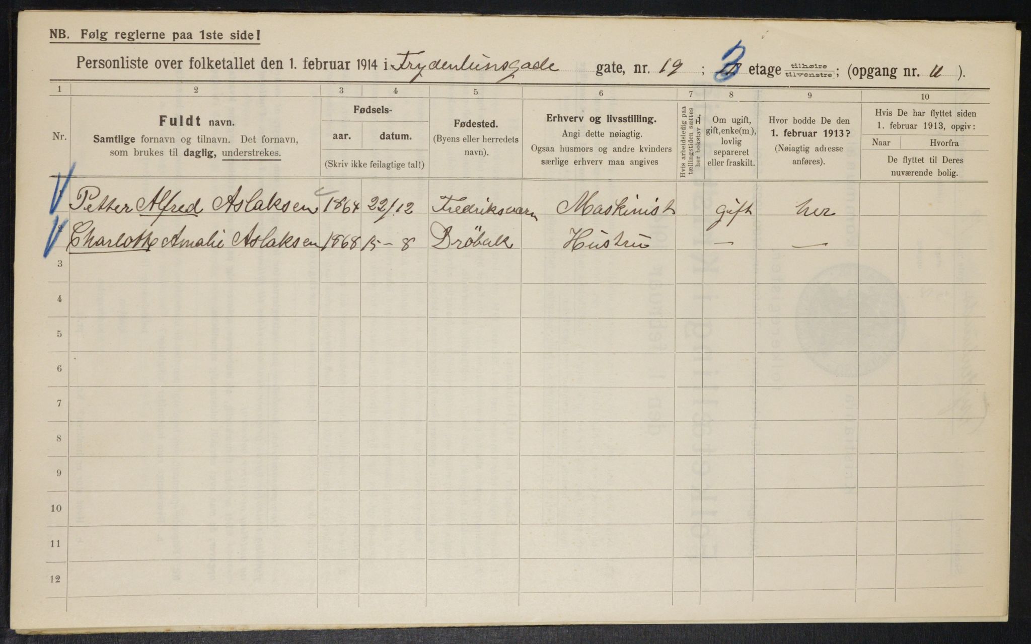 OBA, Municipal Census 1914 for Kristiania, 1914, p. 28548