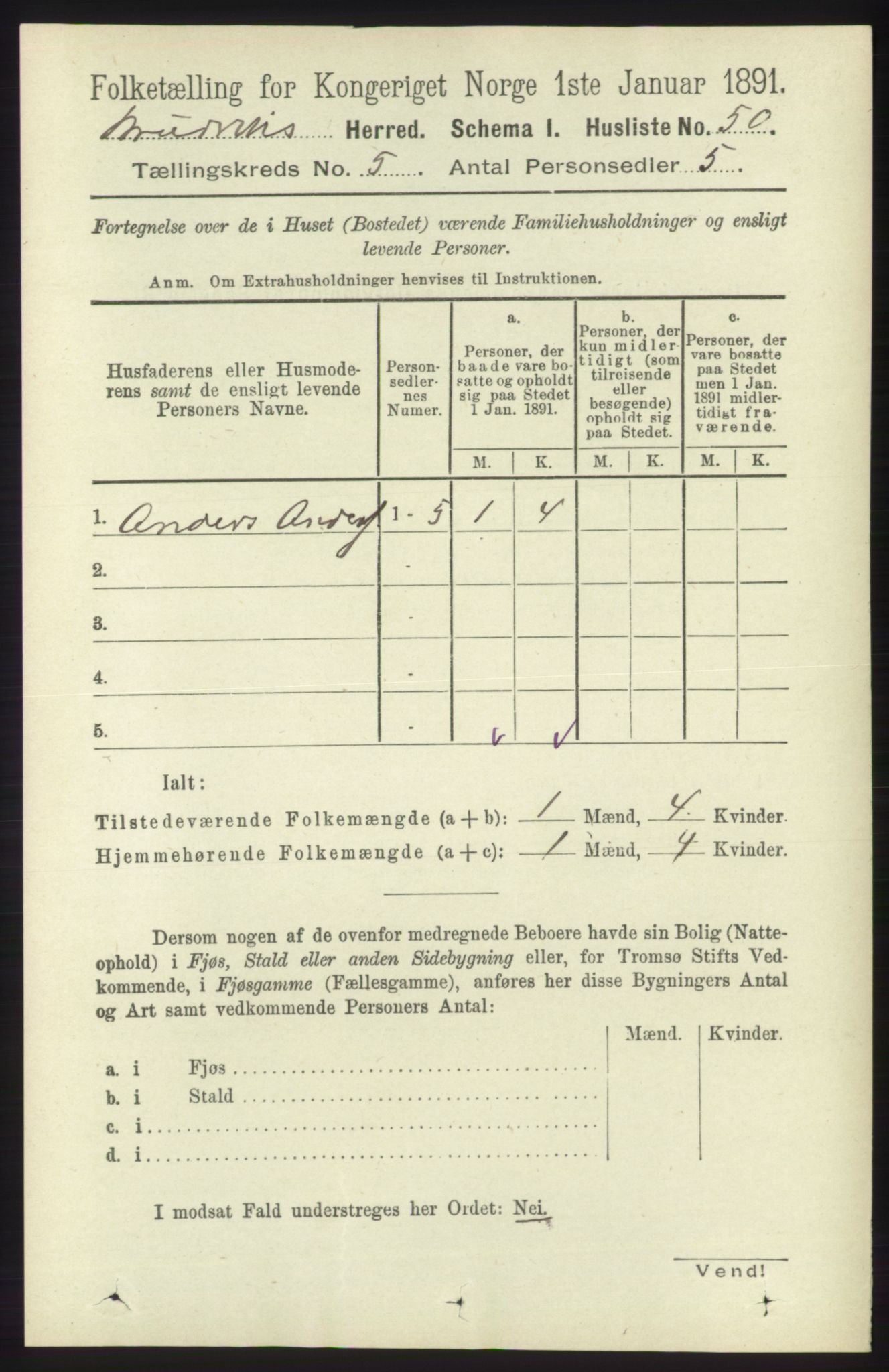 RA, 1891 census for 1251 Bruvik, 1891, p. 1269