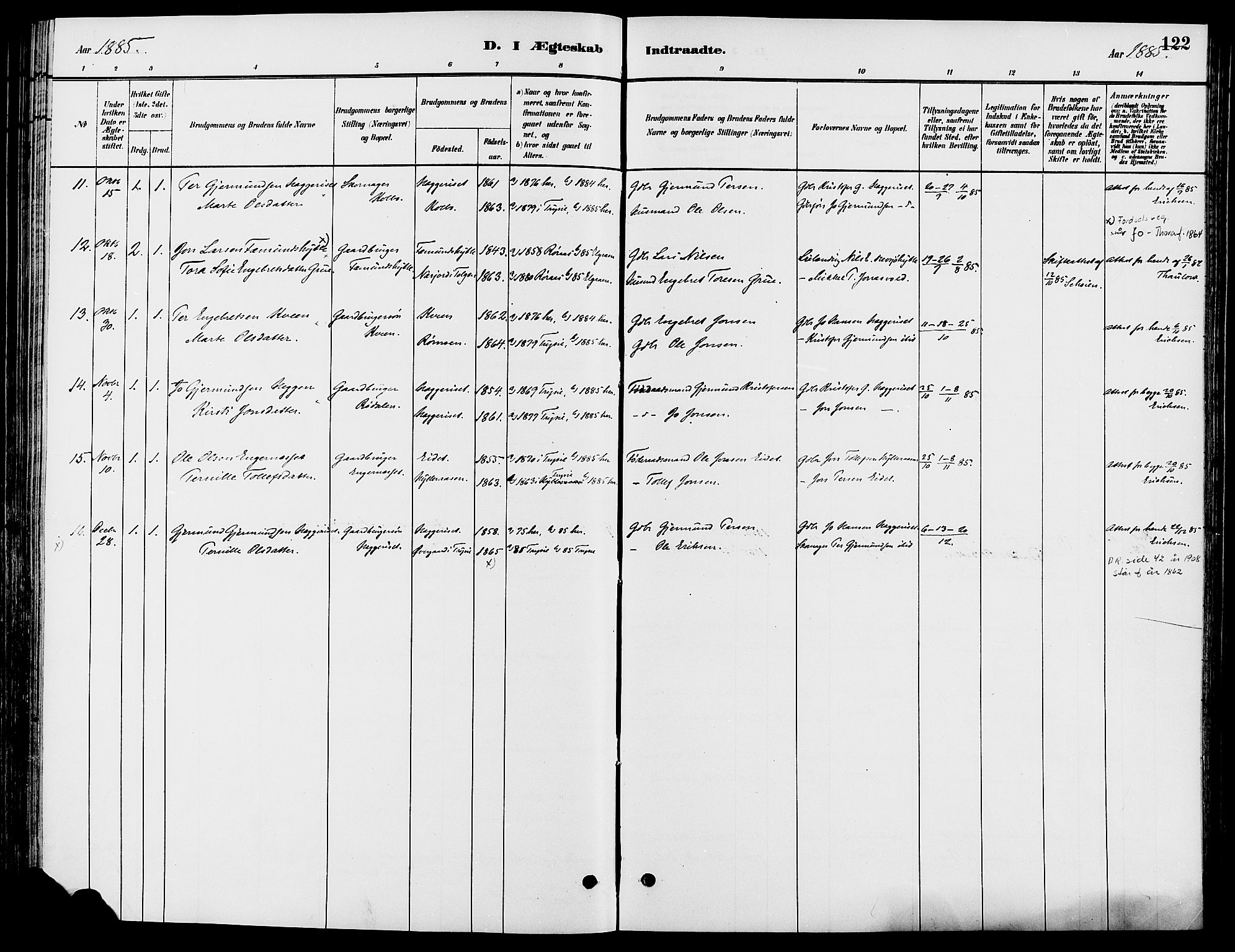 Engerdal prestekontor, SAH/PREST-048/H/Ha/Haa/L0001: Parish register (official) no. 1, 1881-1898, p. 122