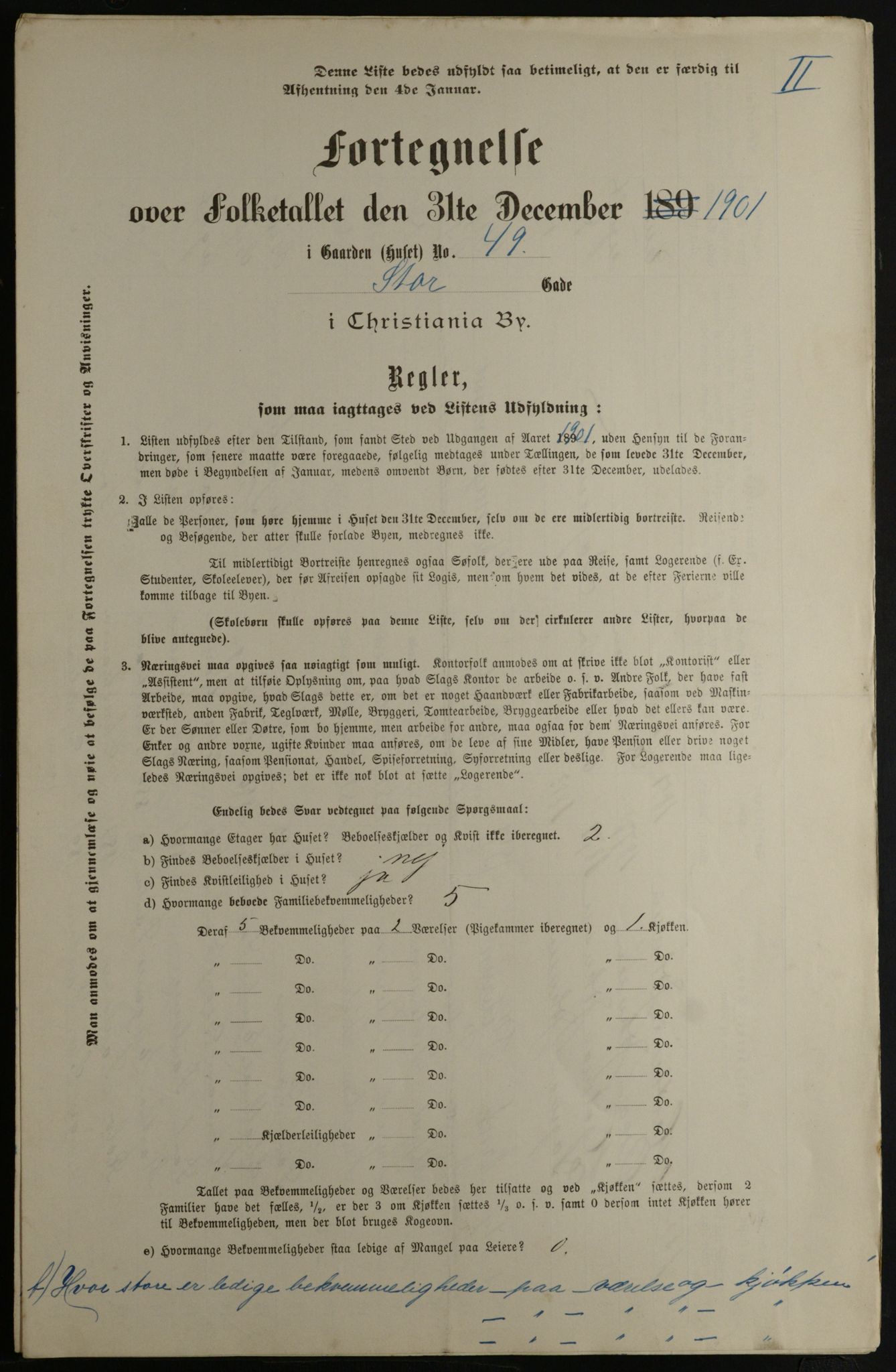 OBA, Municipal Census 1901 for Kristiania, 1901, p. 15909