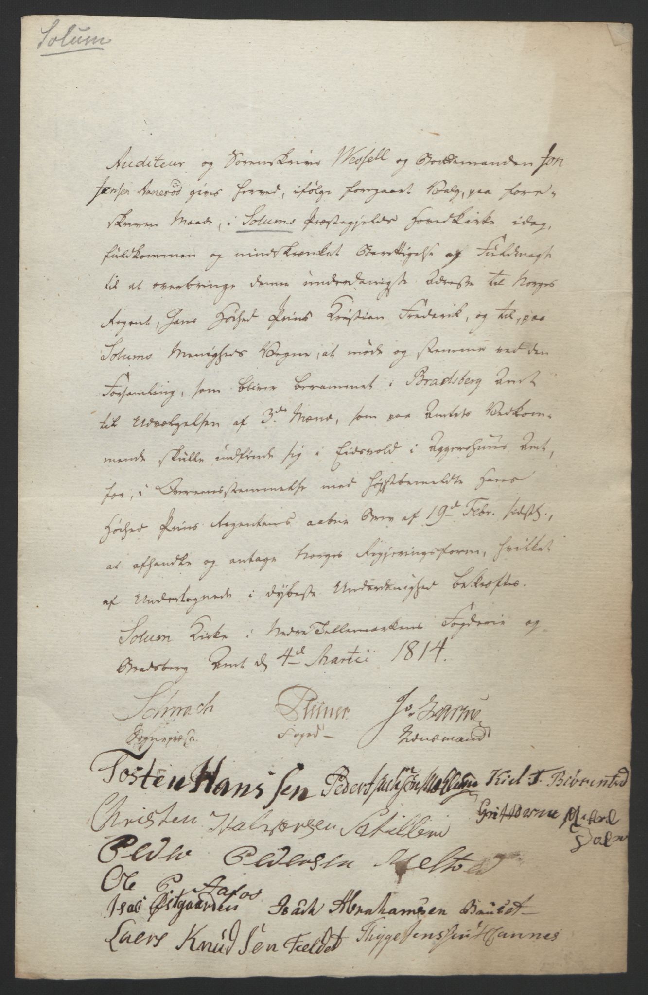 Statsrådssekretariatet, RA/S-1001/D/Db/L0008: Fullmakter for Eidsvollsrepresentantene i 1814. , 1814, p. 69