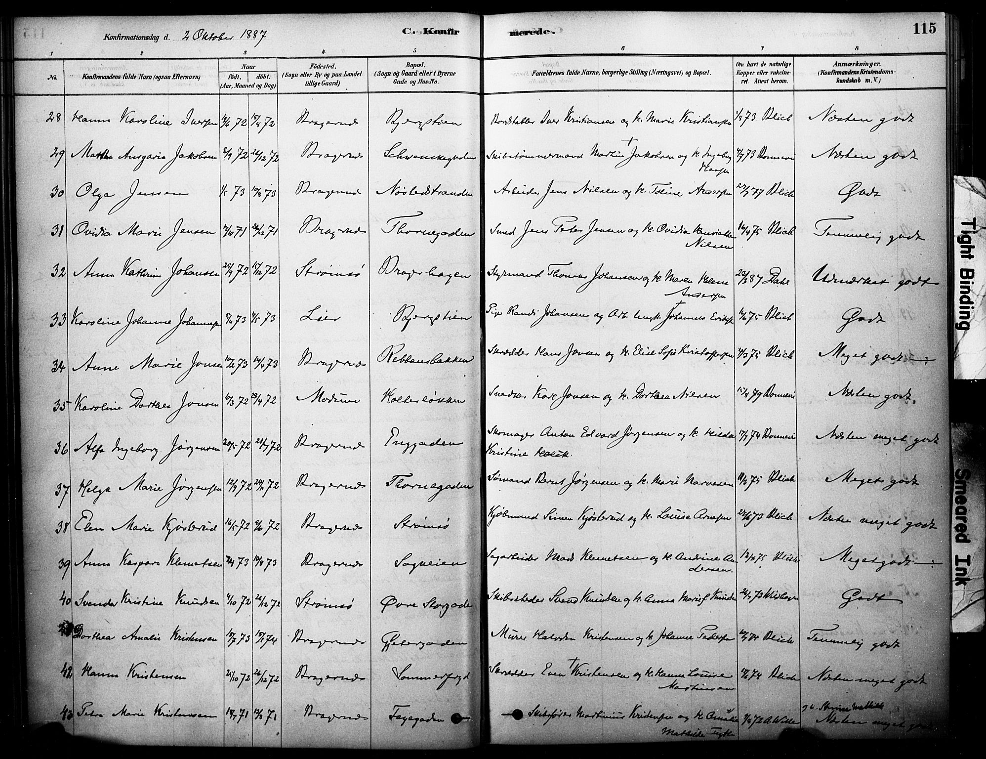 Bragernes kirkebøker, AV/SAKO-A-6/F/Fc/L0005: Parish register (official) no. III 5, 1878-1890, p. 115