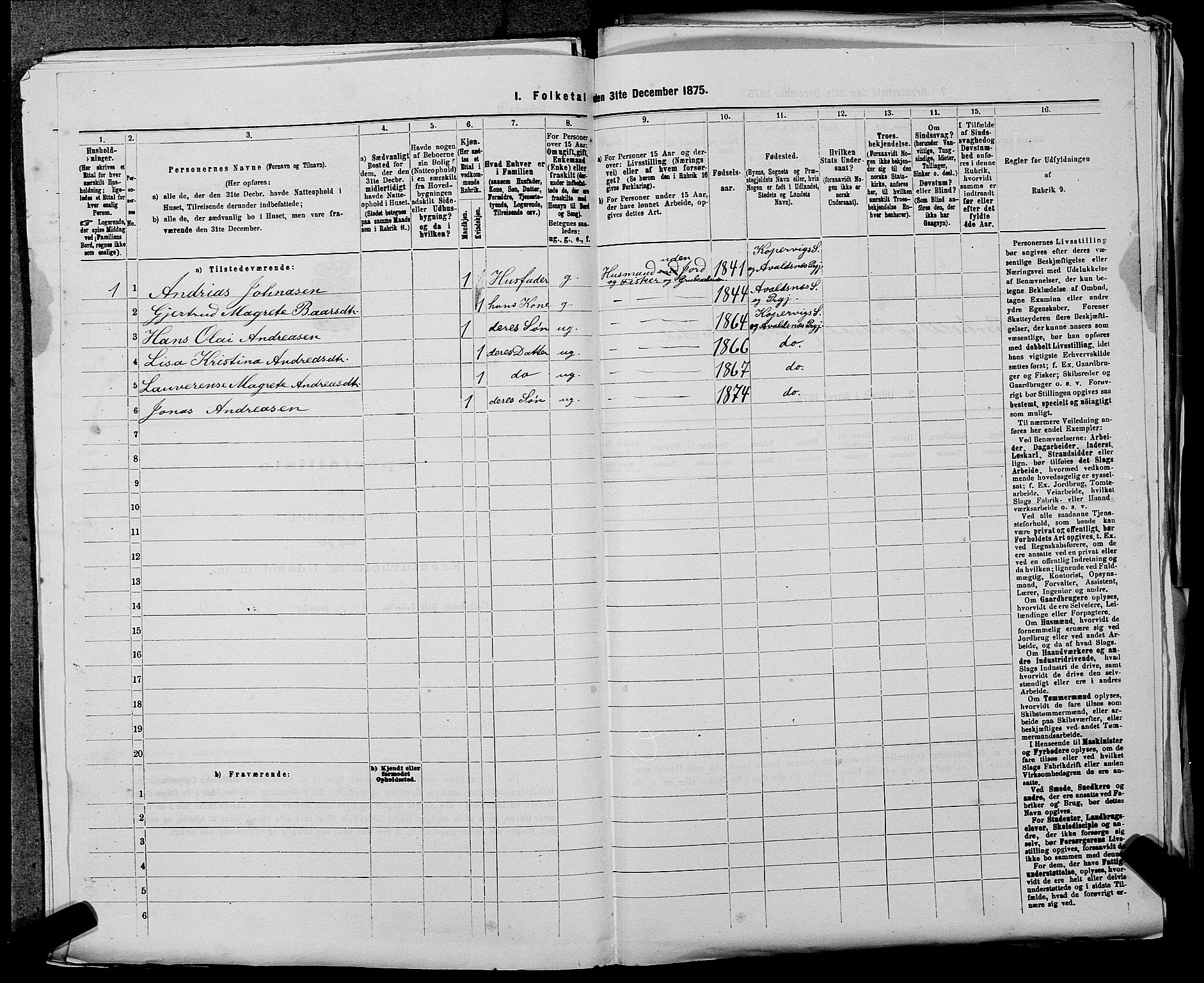 SAST, 1875 census for 1147L Avaldsnes/Avaldsnes og Kopervik, 1875, p. 378