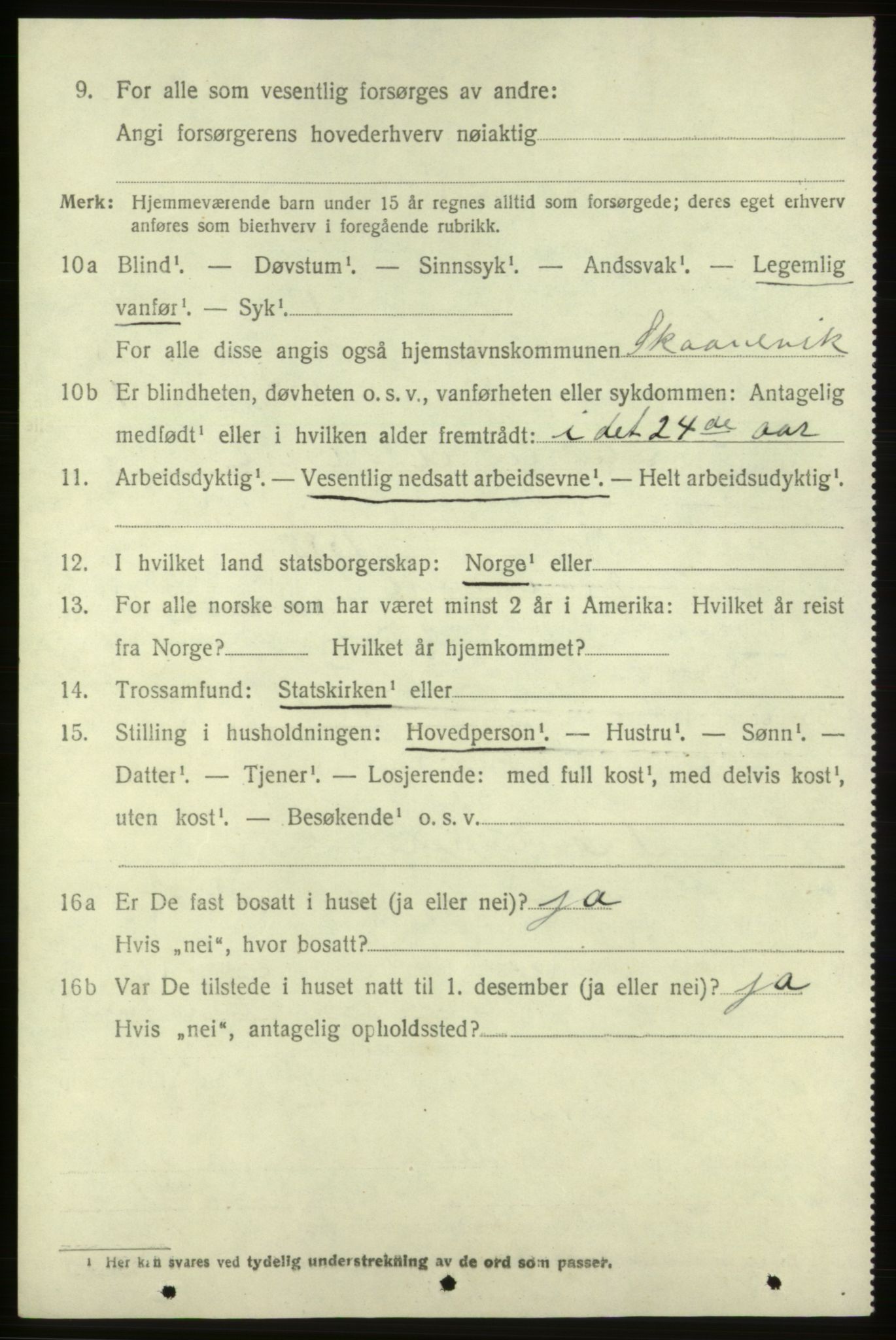 SAB, 1920 census for Skånevik, 1920, p. 3290