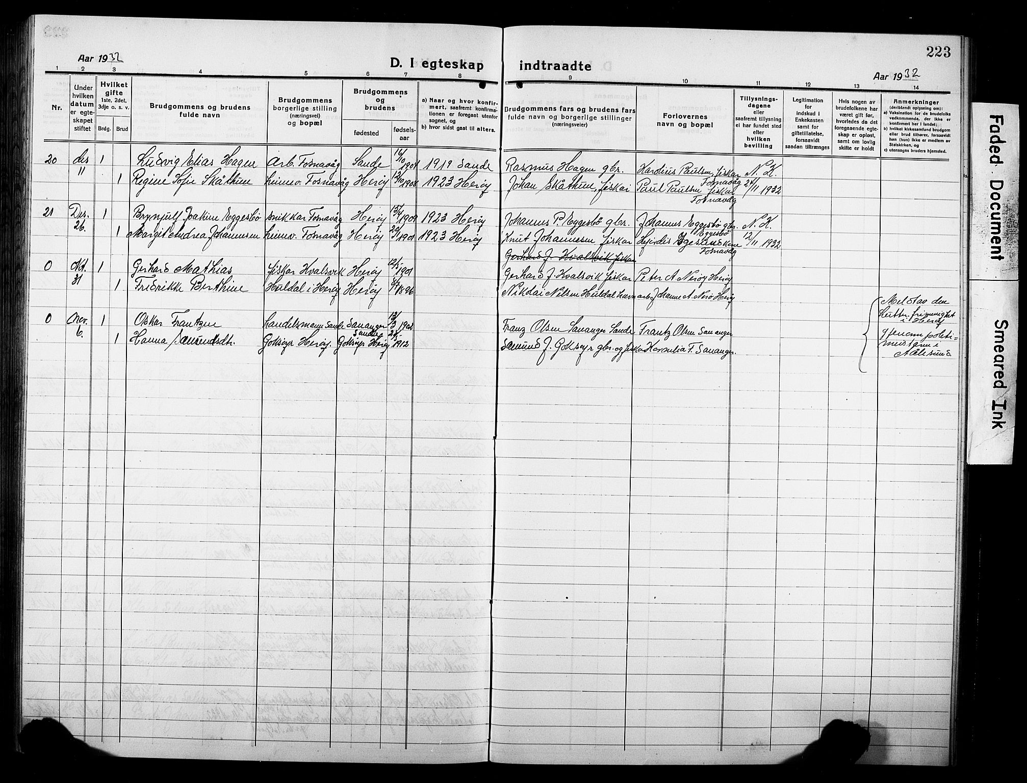 Ministerialprotokoller, klokkerbøker og fødselsregistre - Møre og Romsdal, AV/SAT-A-1454/507/L0084: Parish register (copy) no. 507C07, 1919-1932, p. 223