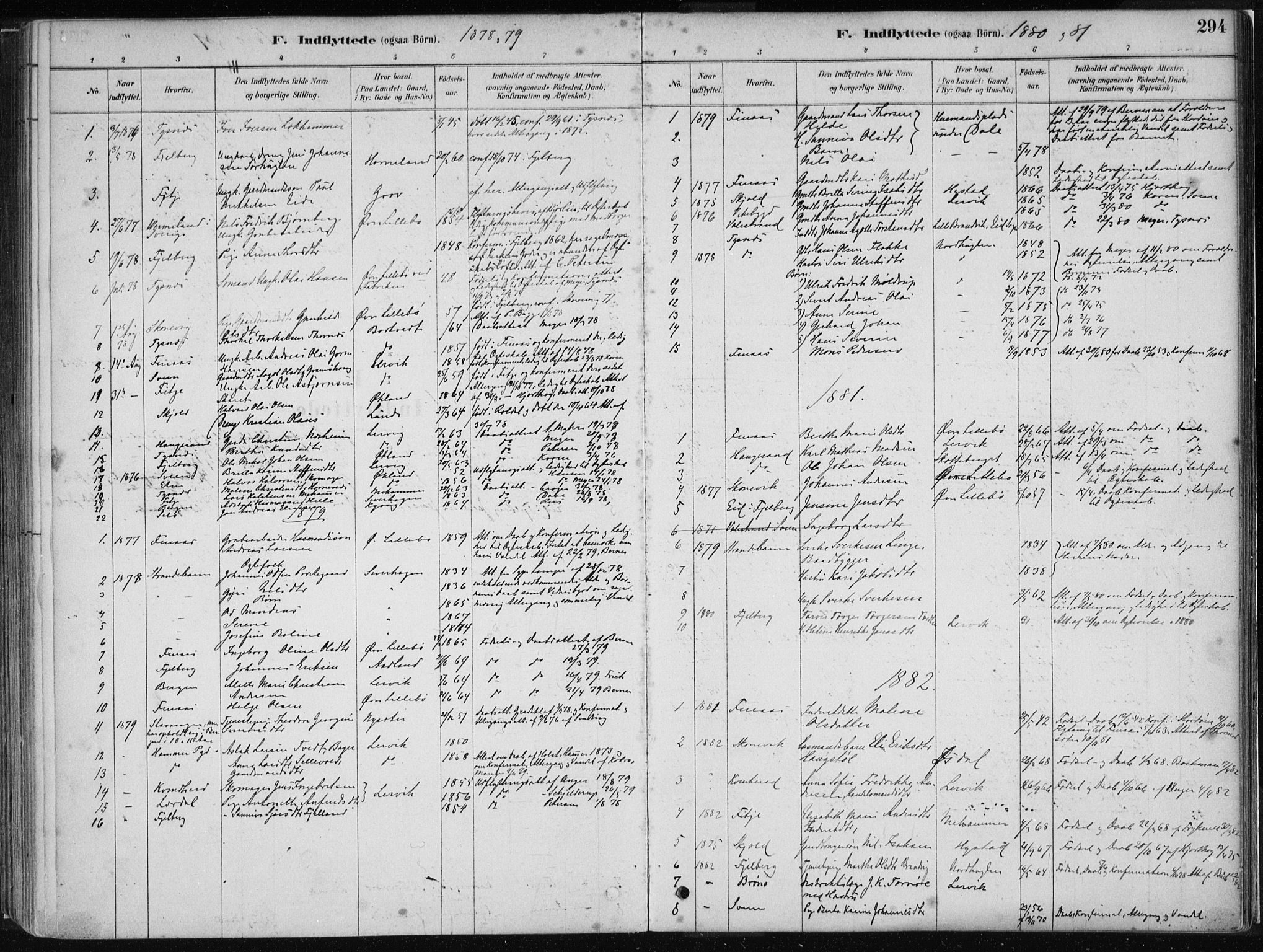 Stord sokneprestembete, SAB/A-78201/H/Haa: Parish register (official) no. B 2, 1878-1913, p. 294