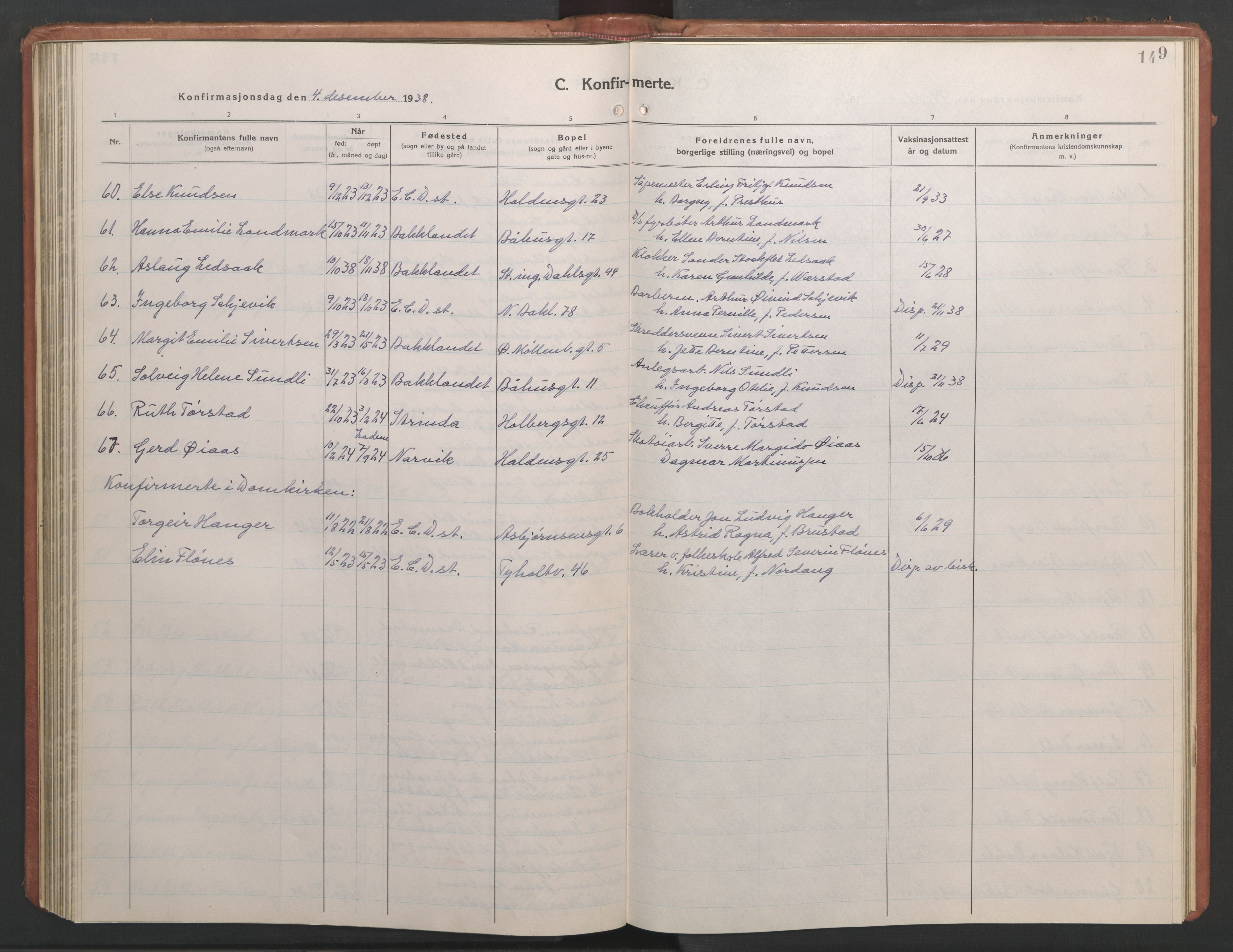 Ministerialprotokoller, klokkerbøker og fødselsregistre - Sør-Trøndelag, SAT/A-1456/604/L0228: Parish register (copy) no. 604C11, 1928-1950, p. 149