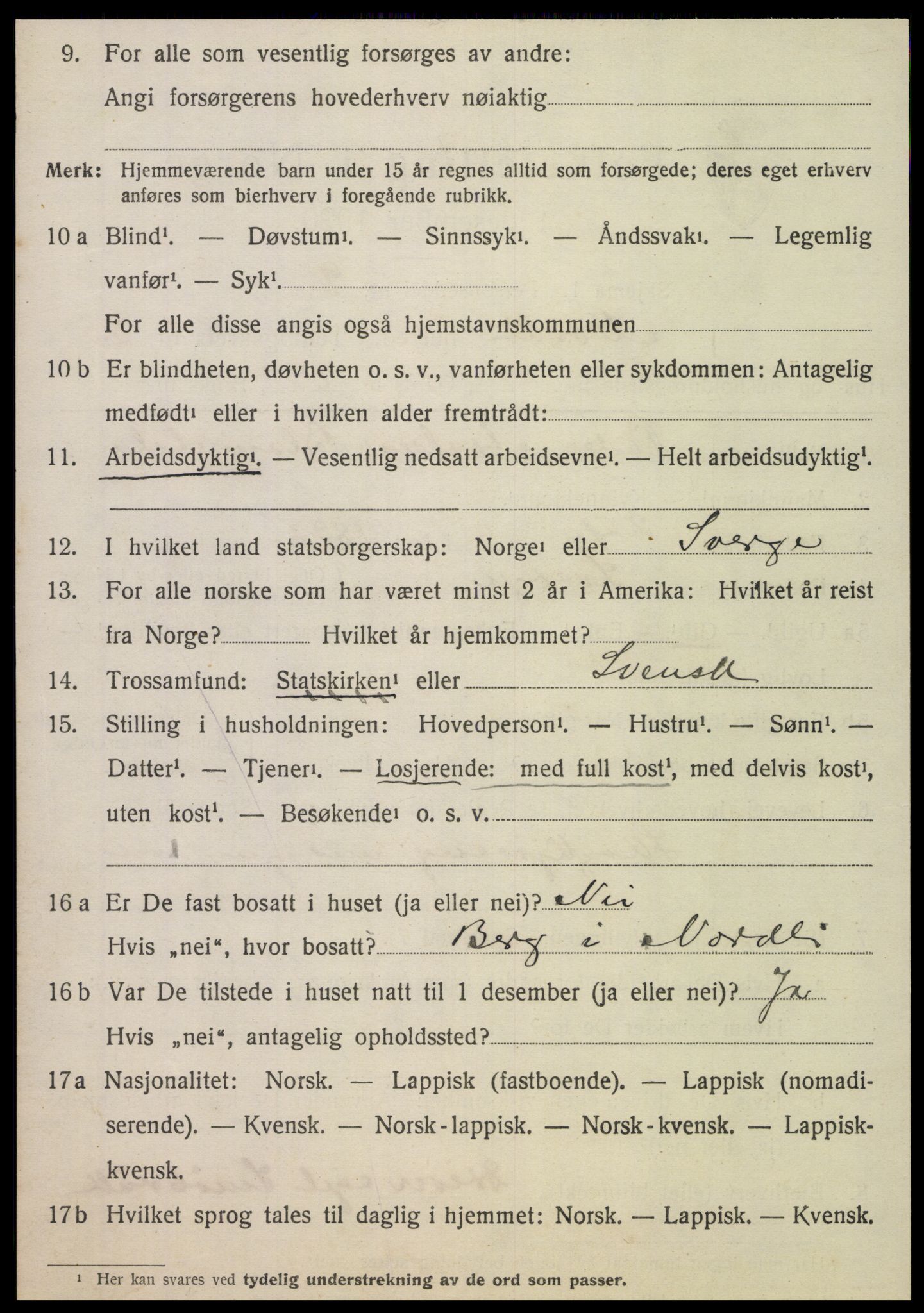 SAT, 1920 census for Nordli, 1920, p. 1404